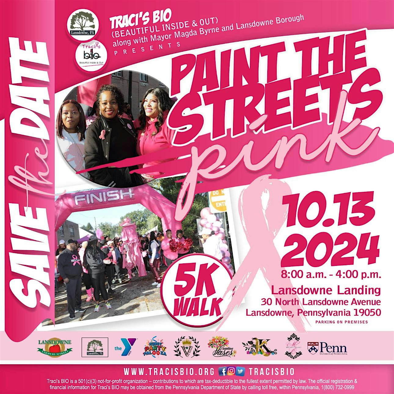 Traci’s B.I.O.presents “Paint The Streets Pink”2nd Cancer Awareness 5k Walk – Lansdowne, PA