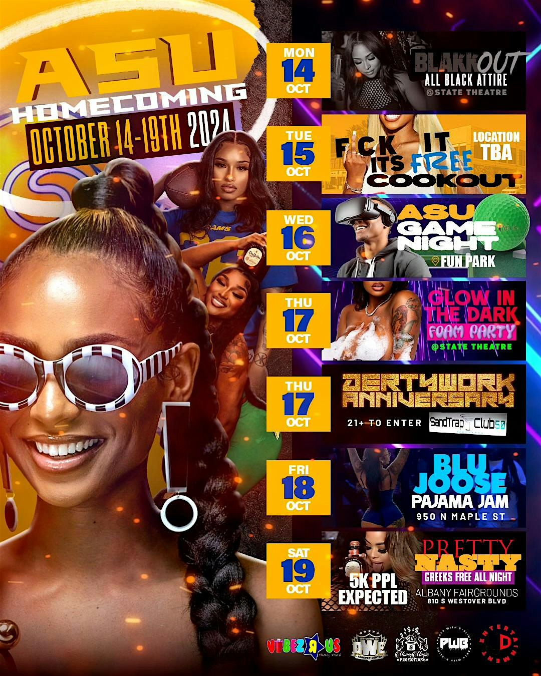 ASU Homecoming 2K24 Official Event/Party Line Up – Albany, GA