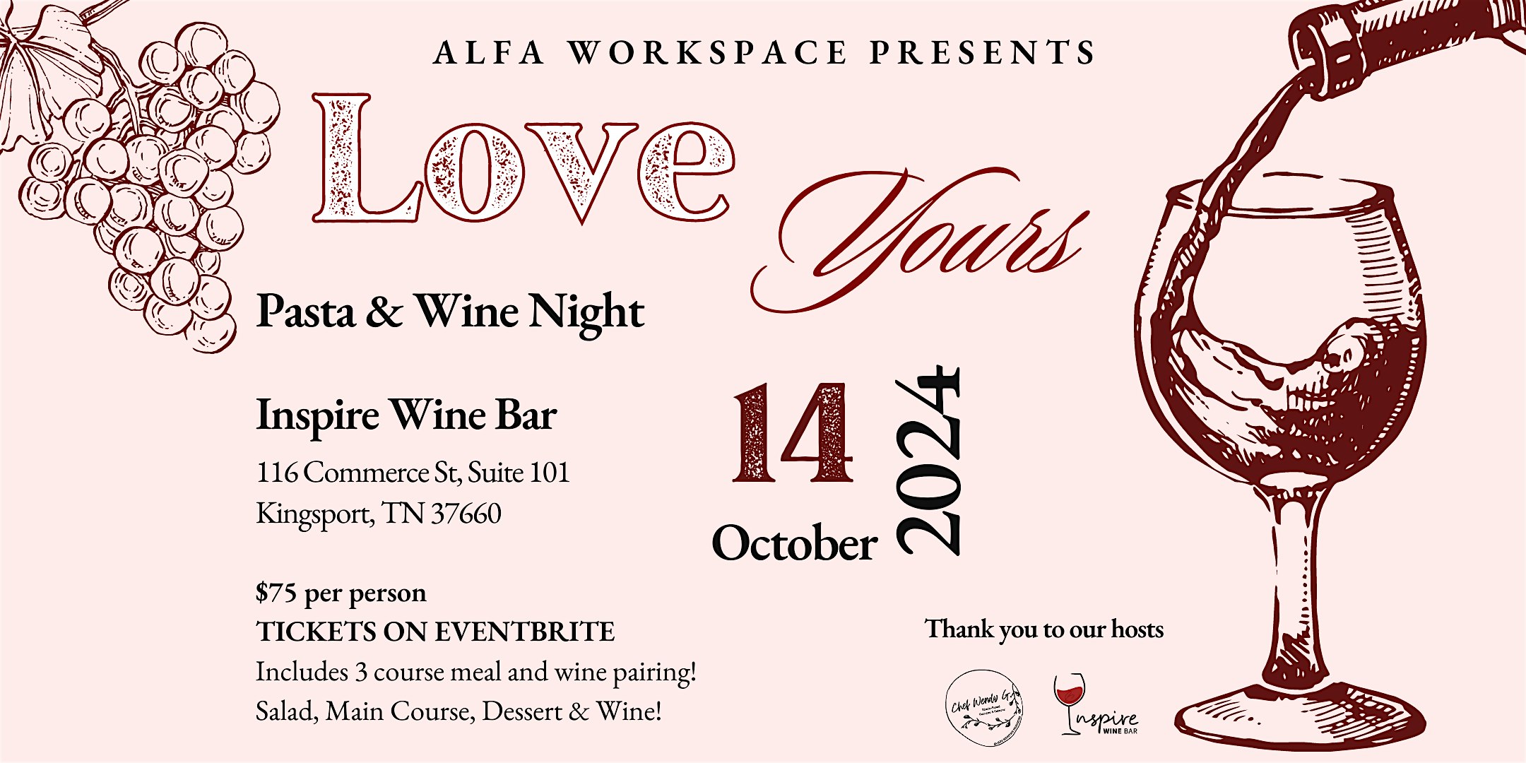 Love Yours – A Pasta & Wine Night! – Kingsport, TN