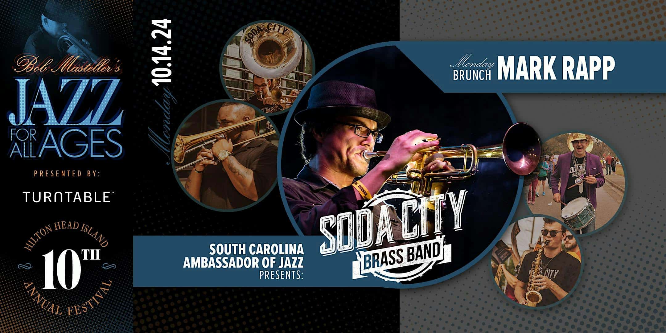 New Orleans JAZZ BRUNCH – Mon. Oct. 14 – Mark Rapp & Soda City Brass Band – Hilton Head Island, SC