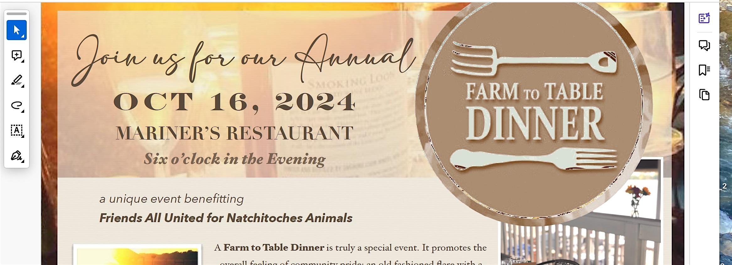 FAUNA Farm to Table Dinner 2024 – Natchitoches, LA