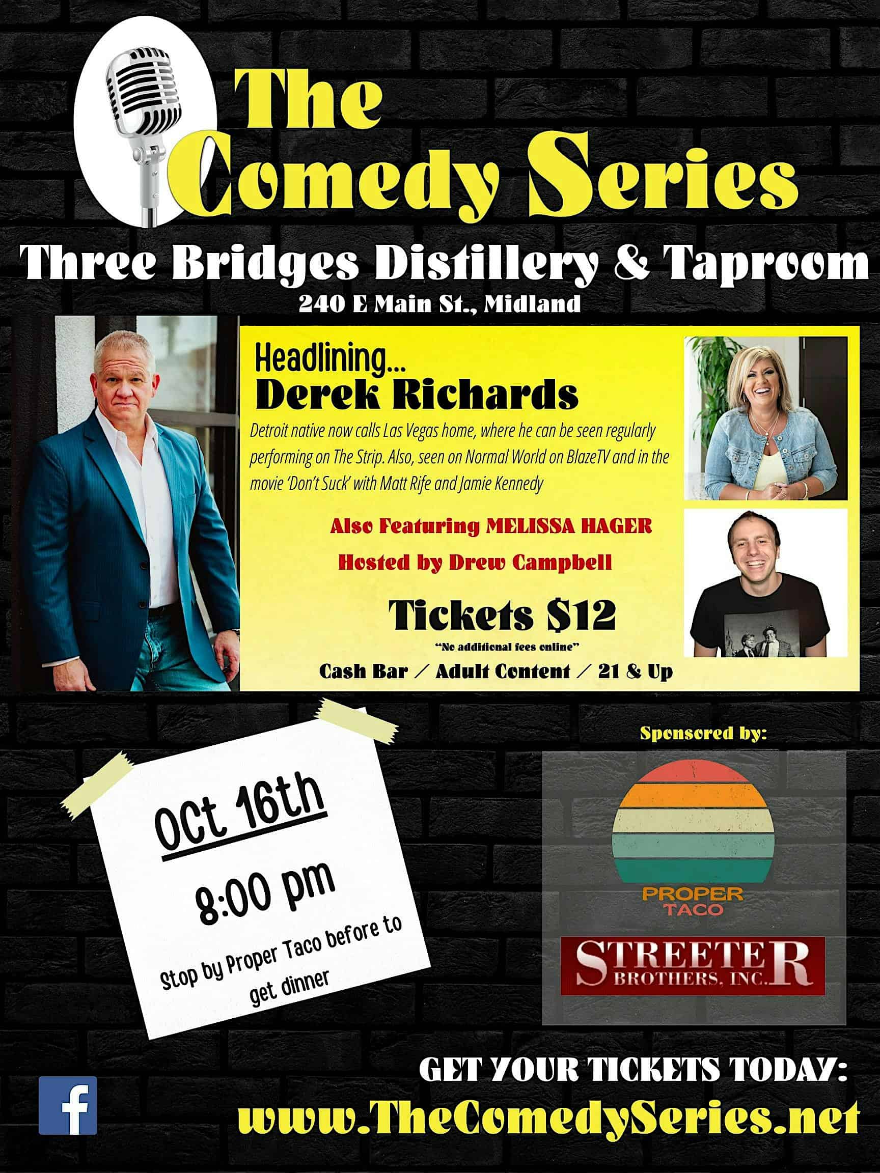 Comedy Show -Three Bridges Distillery & Taproom- Midland – Midland, MI