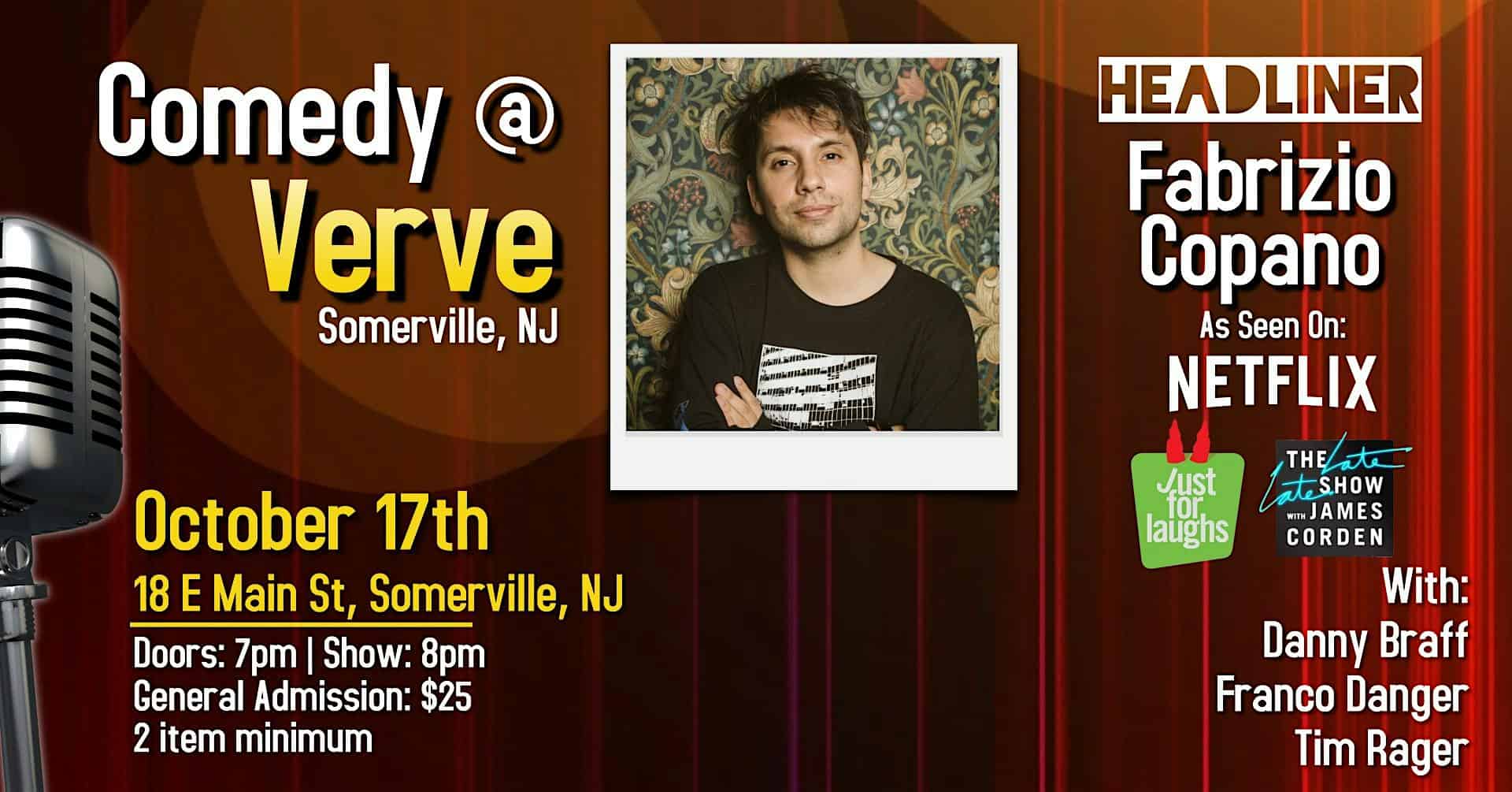 Comedy at Verve w/ Fabrizio Copano – Somerville, NJ