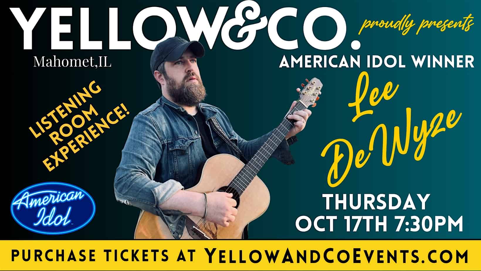 Yellow & Co. presents Singer/Songwriter Lee DeWyze – Mahomet, IL