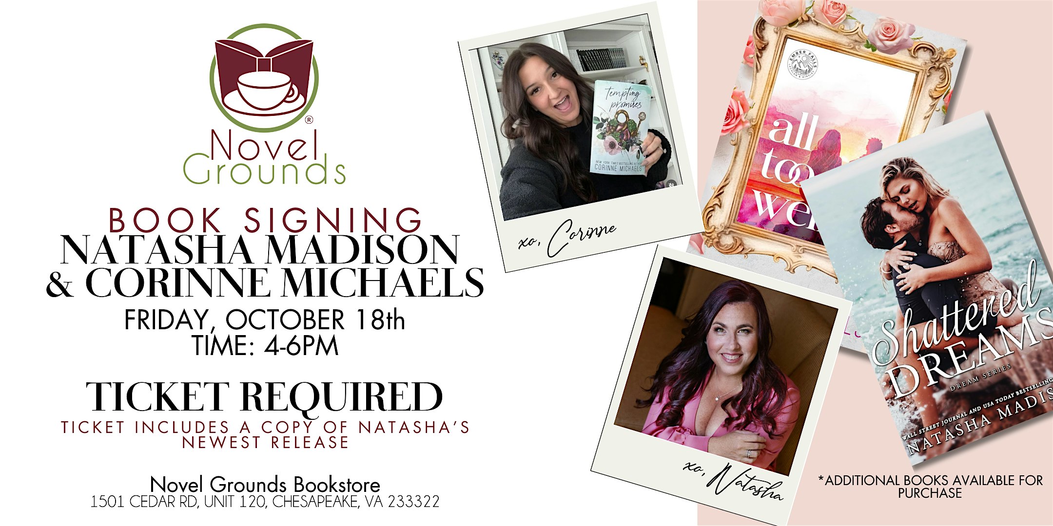 Book Signing – Bestselling Authors Natasha Madison & Corinne Michaels – Chesapeake, VA