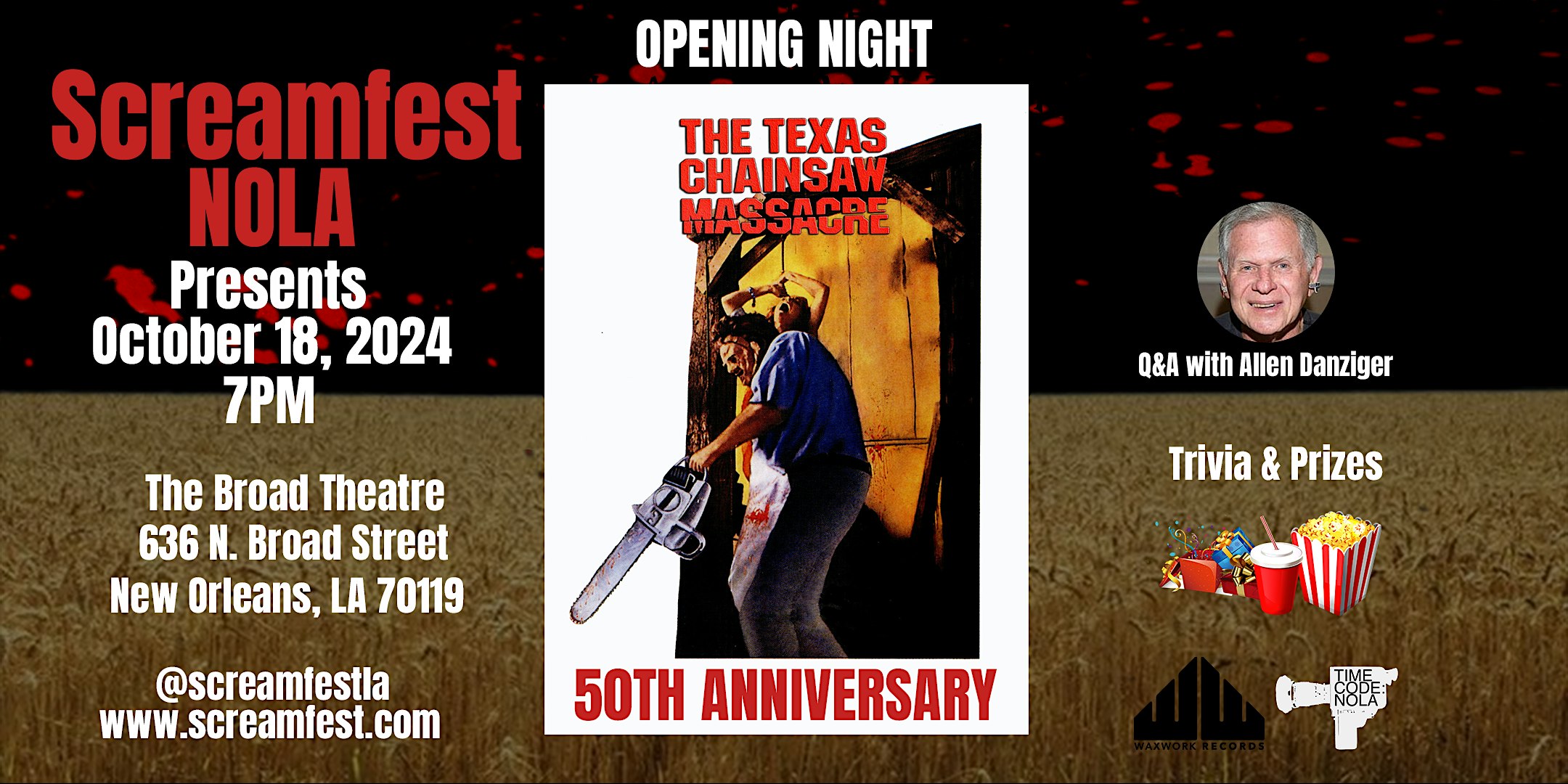 The Texas Chainsaw Massacre 50th Anniversary Screening Q&A w Allen Danziger – New Orleans, LA