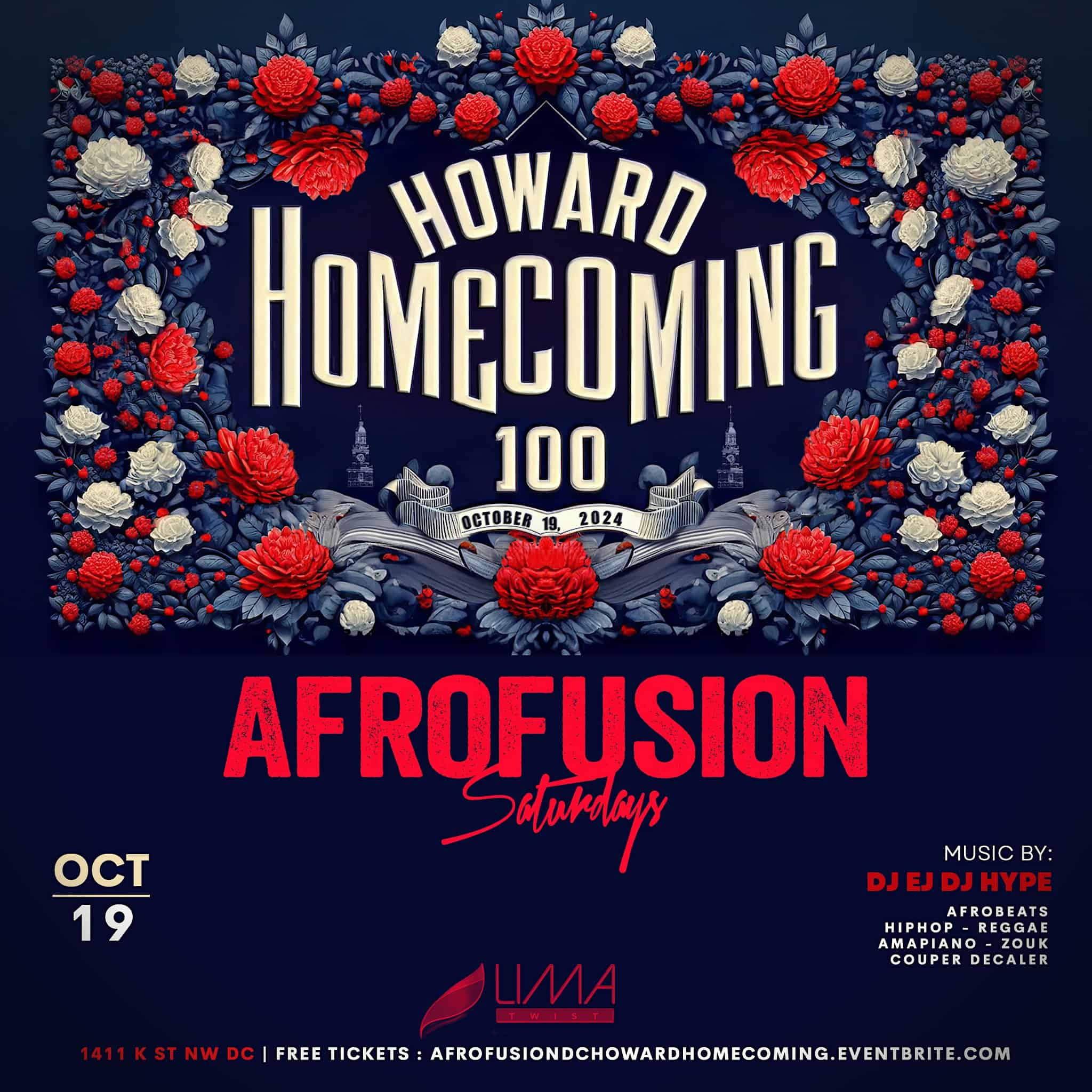 AFROFUSION SATURDAYS | HOWARD HOMECOMING EDITION | INTERNATIONAL PARTY – Washington, DC