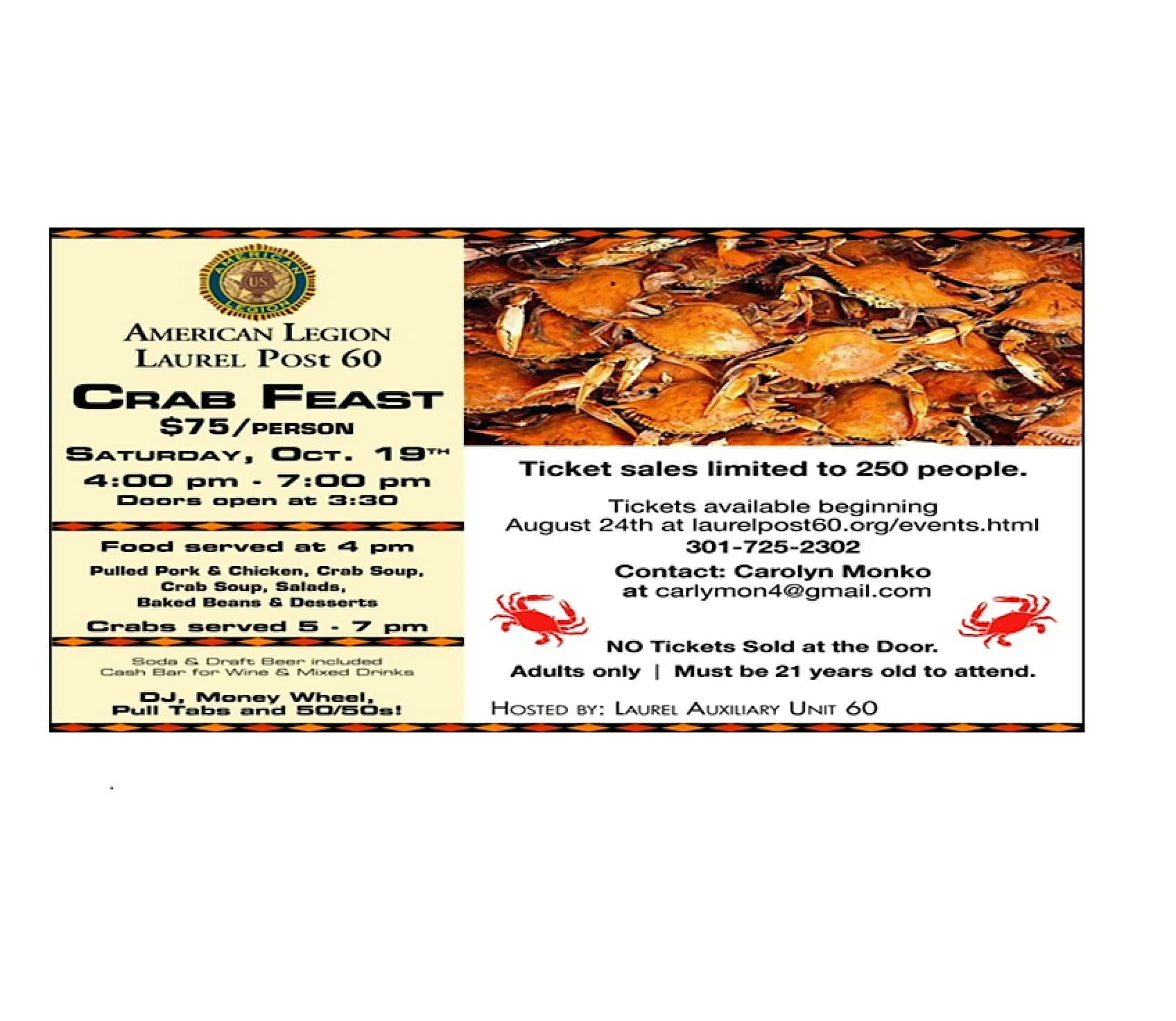 ALA Unit 60 Annual Crab Feast – Laurel, MD