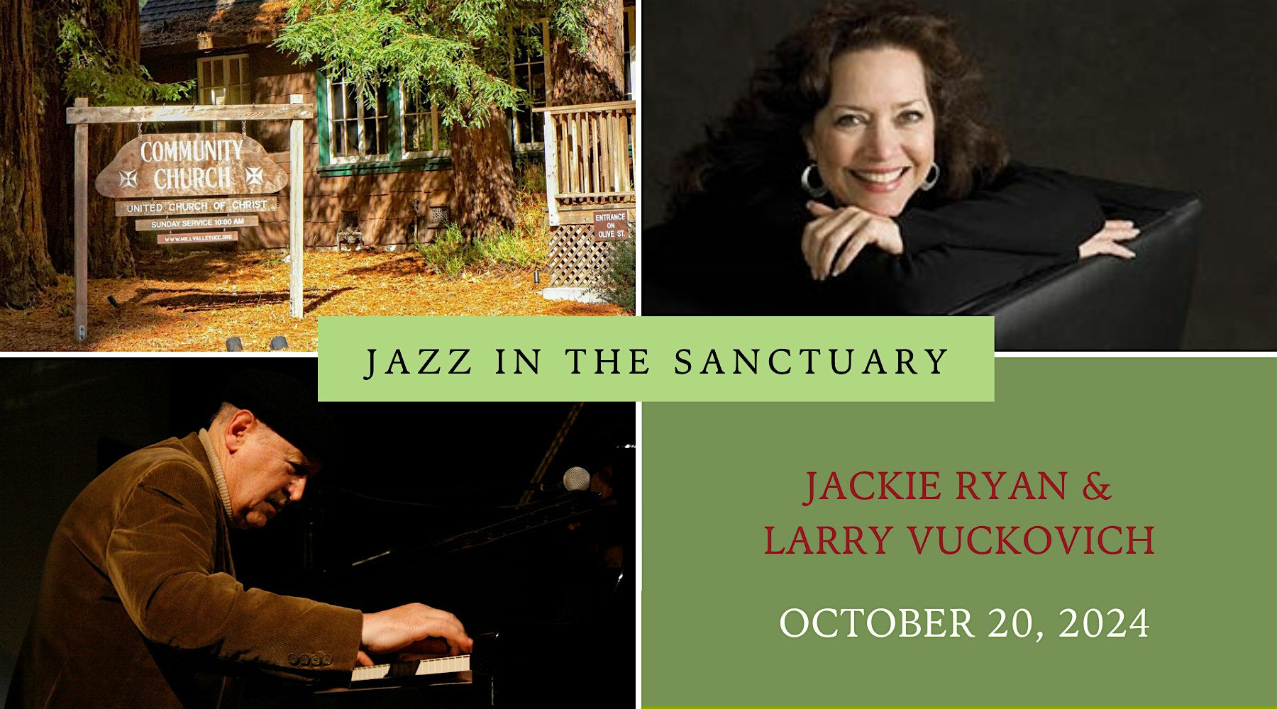 Jazz Concert – Jackie Ryan and Larry Vuckovich – Mill Valley, CA