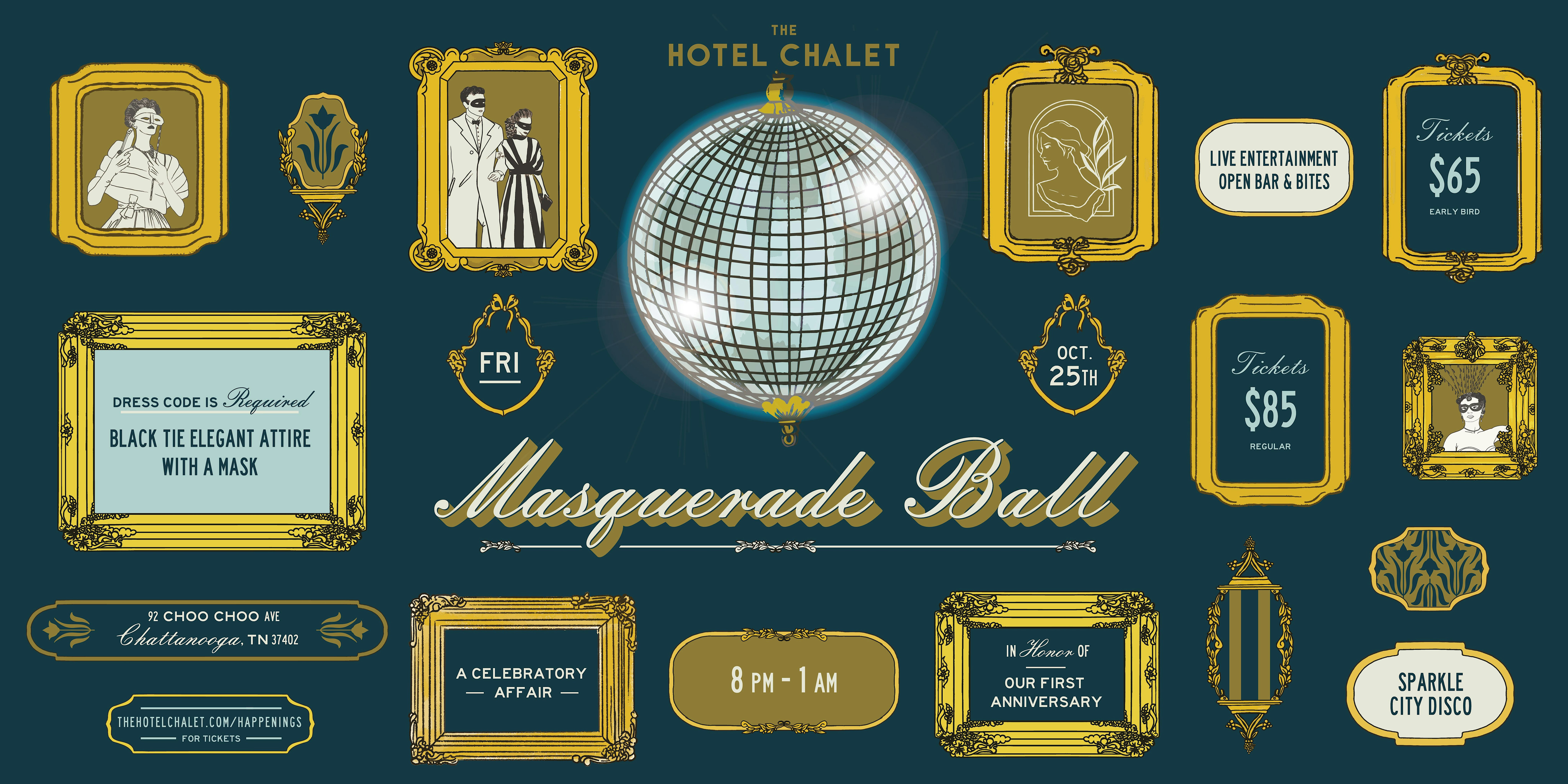 The Hotel Chalet’s First Anniversary DISCO MASQUERADE BALL – Chattanooga, TN