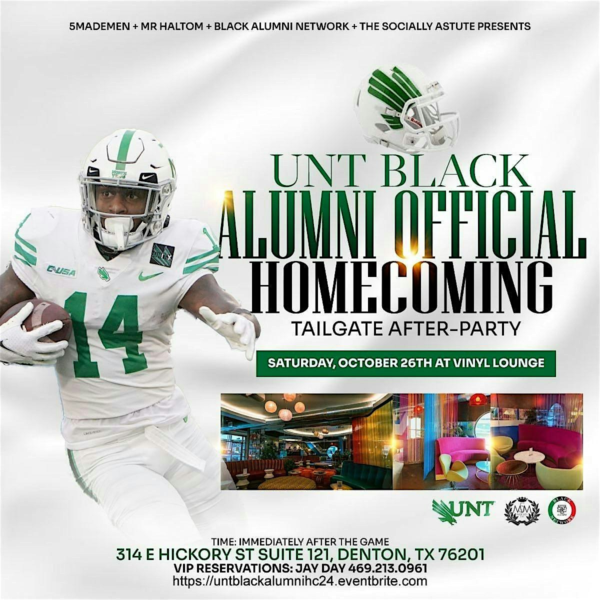 UNT HOMECOMING TAILGATE AFTER PARTY (VINYL LOUNGE) – Denton, TX