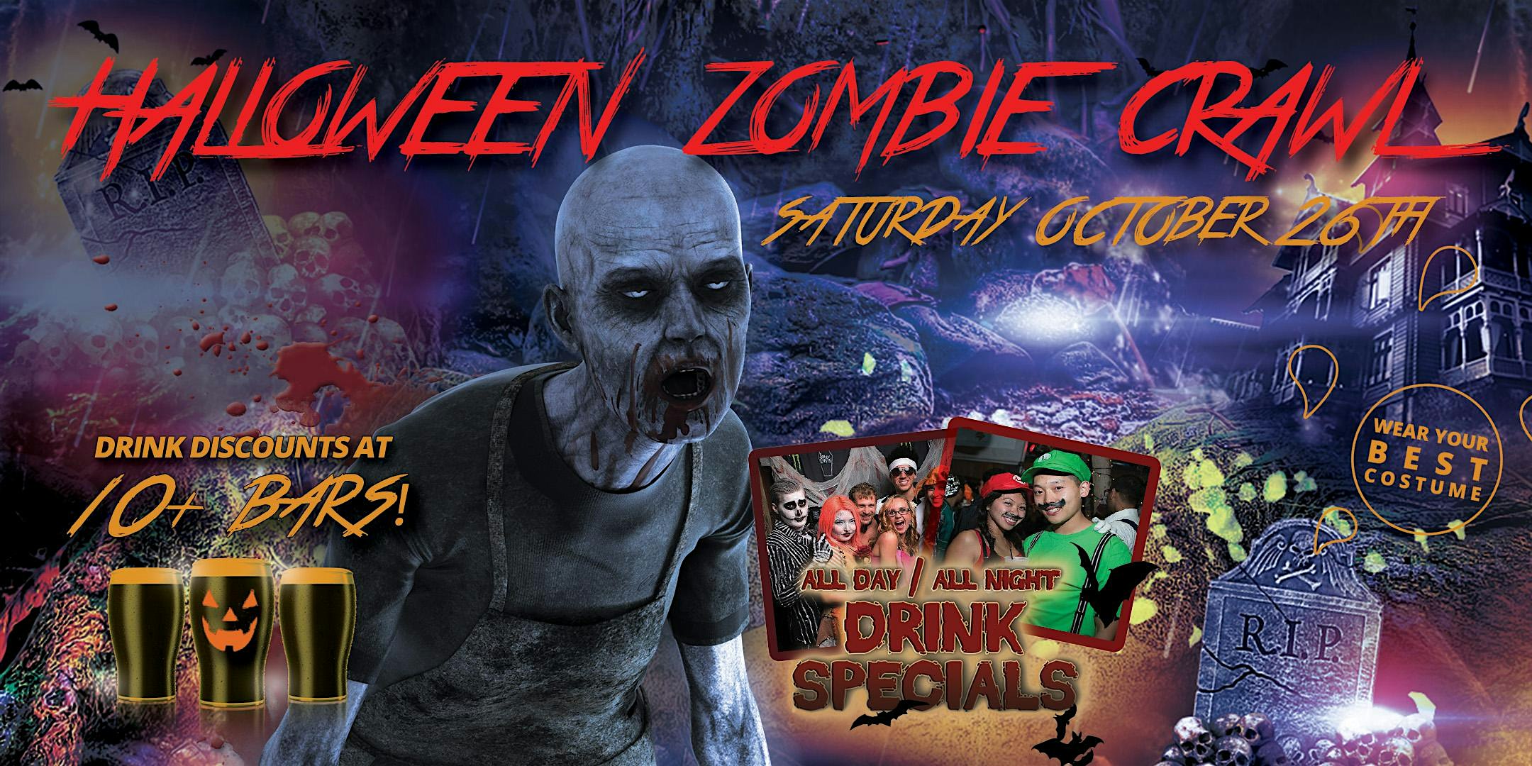 DALLAS ZOMBIE CRAWL – Halloween Bar Crawl – OCT 26th – Dallas, TX