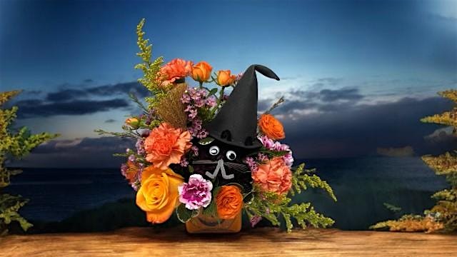 Witchy Cat Halloween Fresh Arrangement – Waukesha, WI