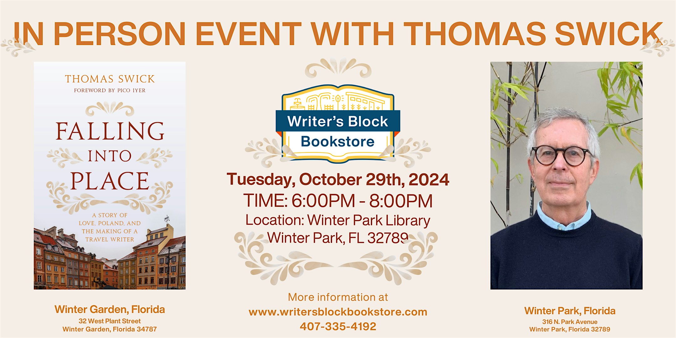 In Person Author Salon with Thomas Swick – Winter Park, FL