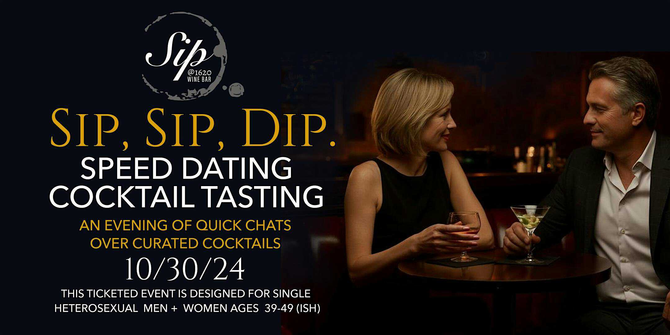 “Sip, Sip and Dip” Speed Dating + Cocktail Tasting – Plymouth, MA