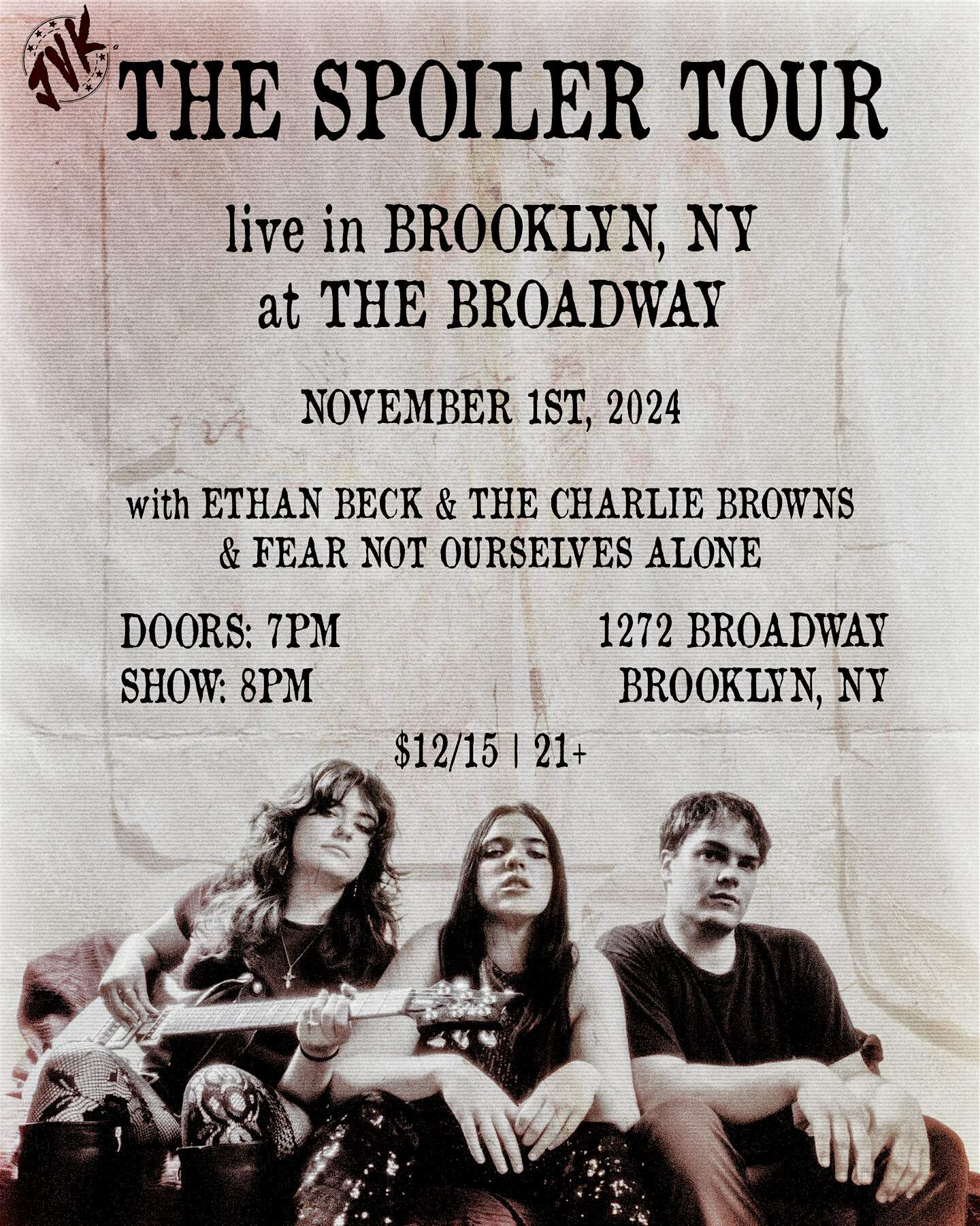 JVK w/ Ethan Beck and the Charlie Browns + Fear Not Ourselves Alone – Brooklyn, NY