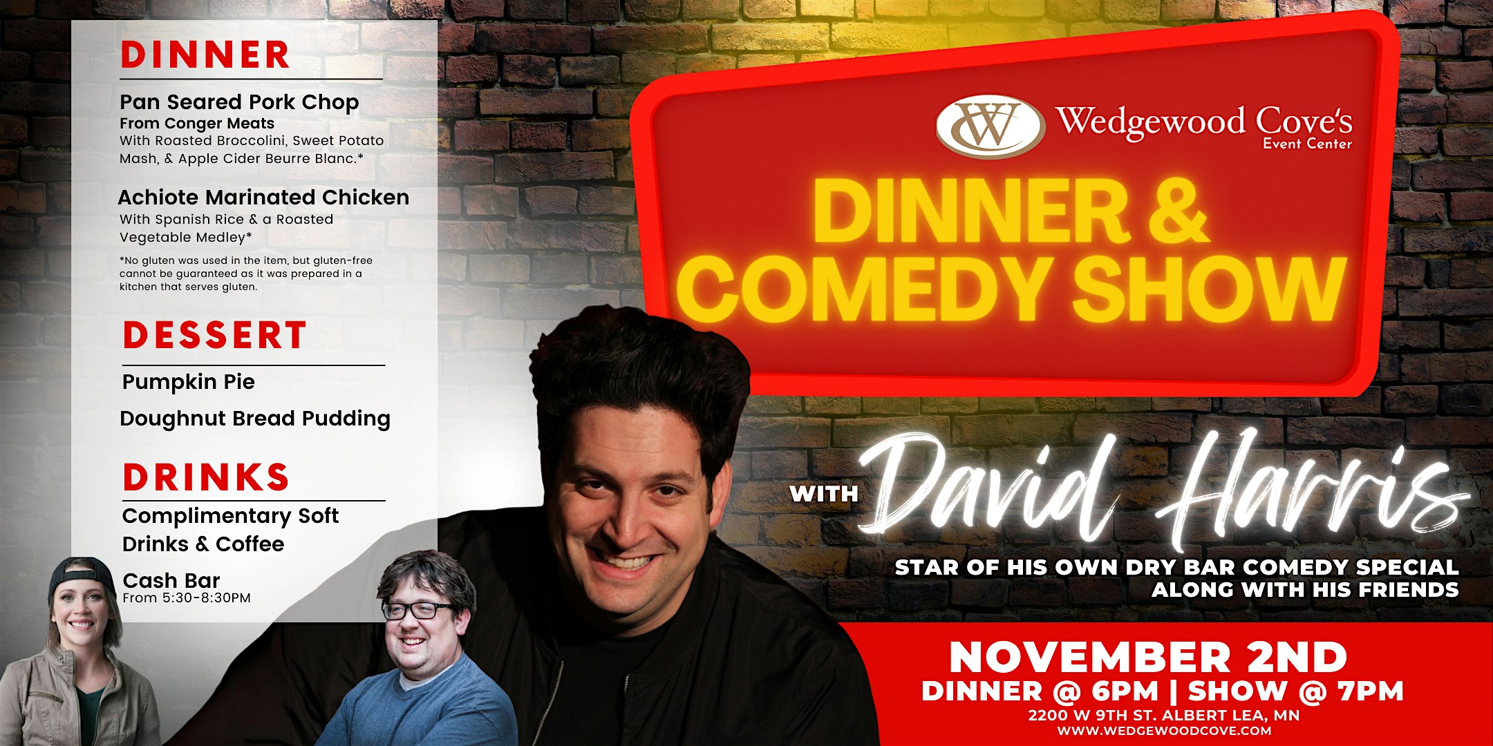 Dinner & Comedy Show with David Harris & Friends – Albert Lea, MN