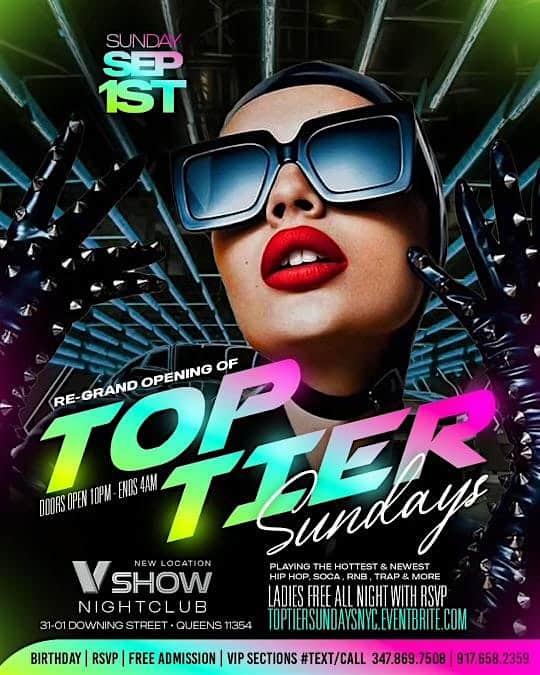 TOP TIER SUNDAYS AT V SHOW NIGHTCLUB – Queens, NY