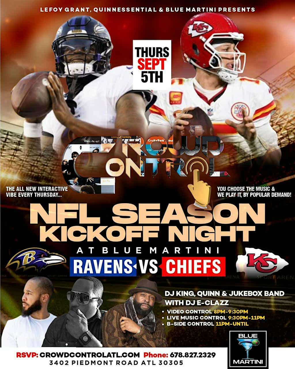 This Thursday: The CROWD CONTROL Live on-demand vibe + NFL Kickoff Watch! – Atlanta, GA