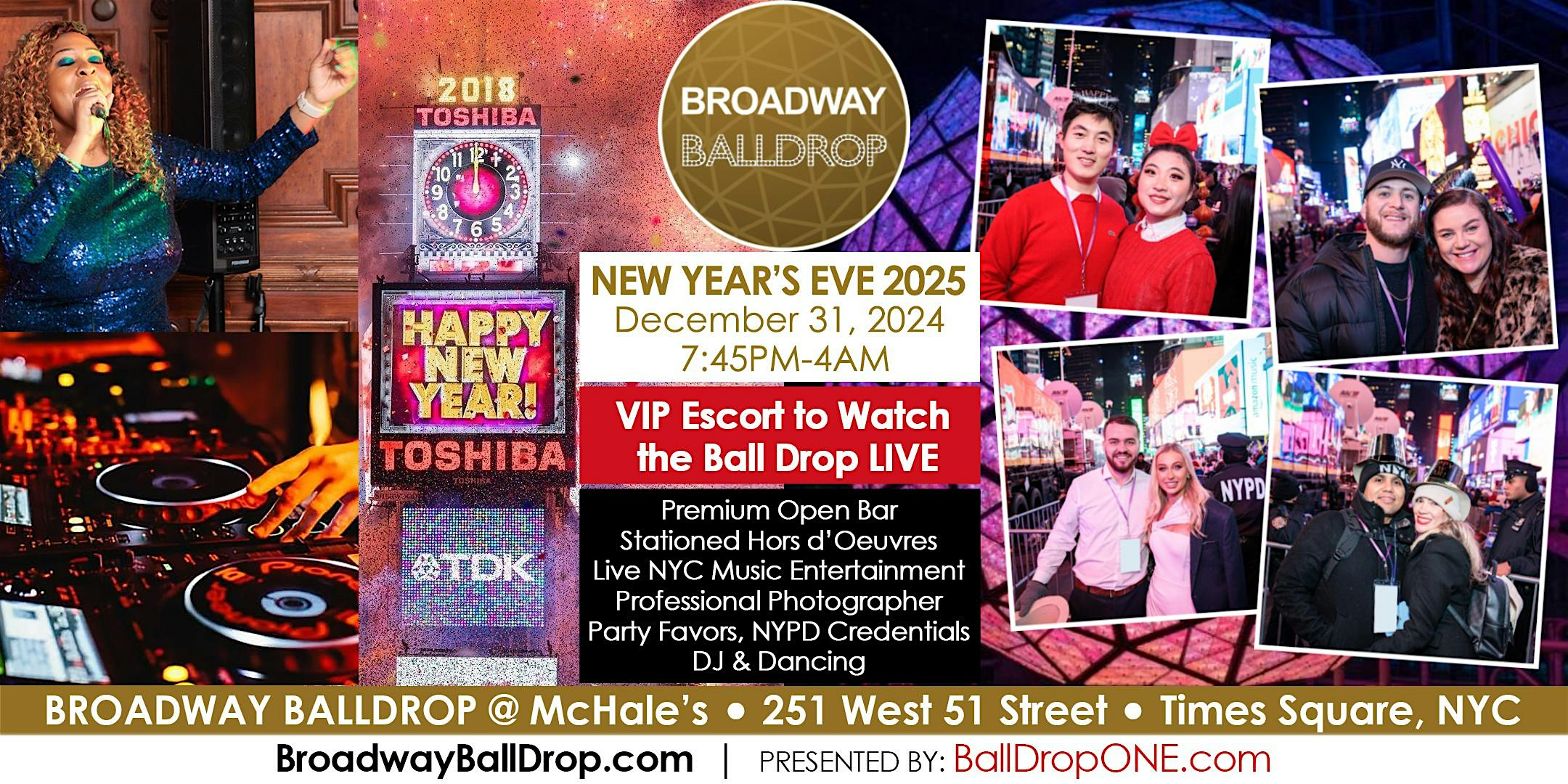 McHale’s New Year’s Eve 2025 – VIP Escort to LIVE Ball Drop View – Dec 31 – New York, NY