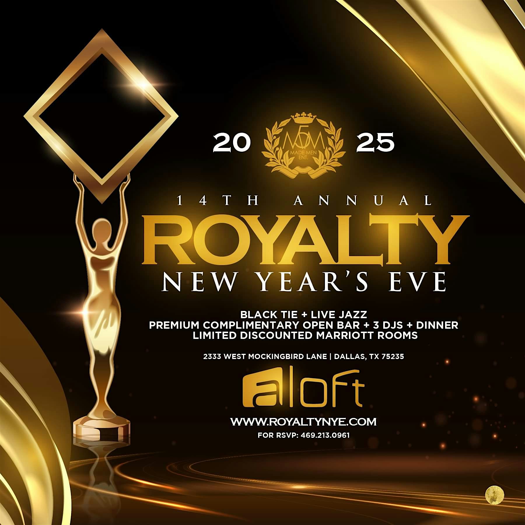 14th Annual New Year’s Eve 2025 Champagne Life: ROYALTY MASQUERADE – Dallas, TX