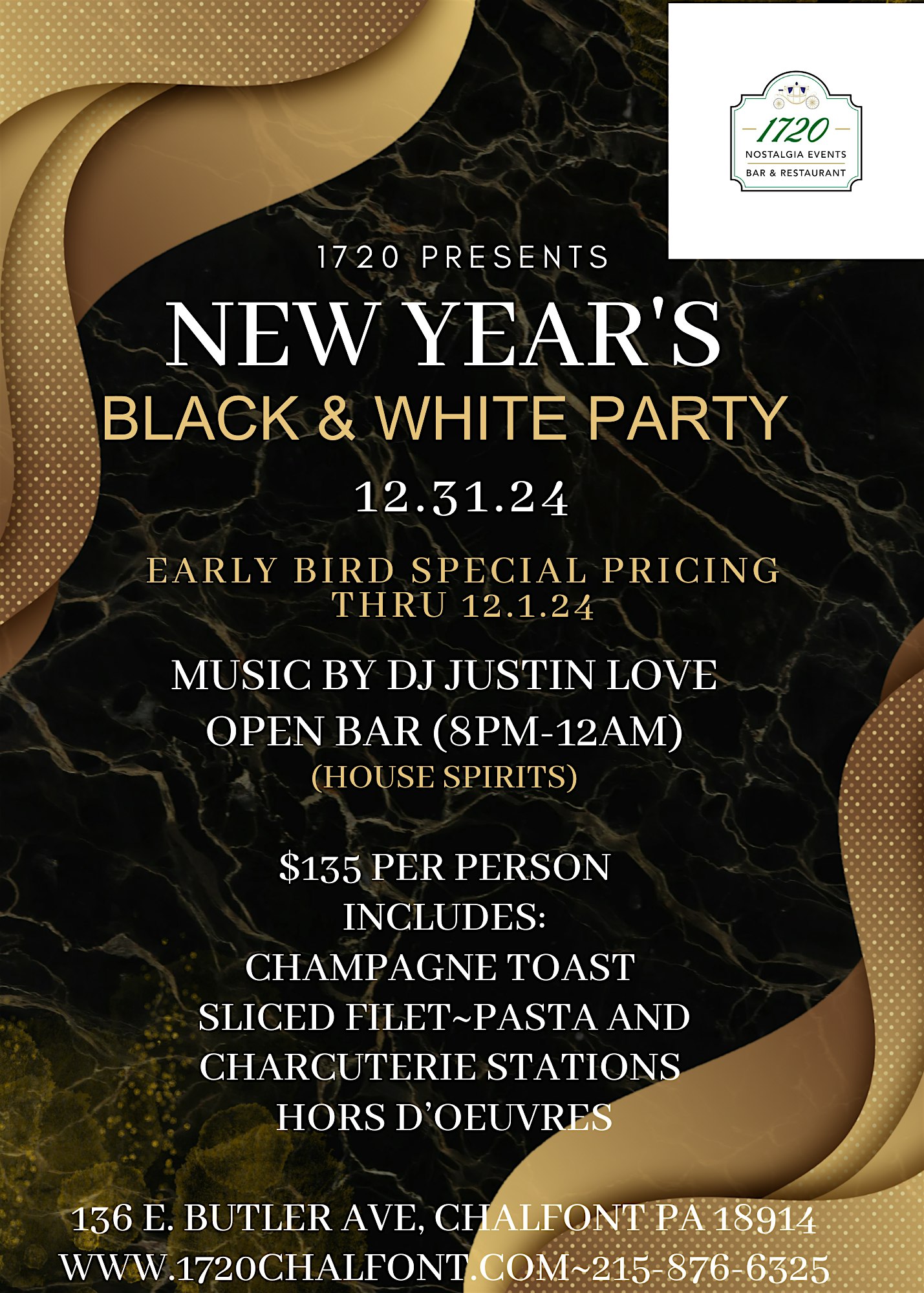 NEW YEARS EVE BLACK & WHITE PARTY – Chalfont, PA