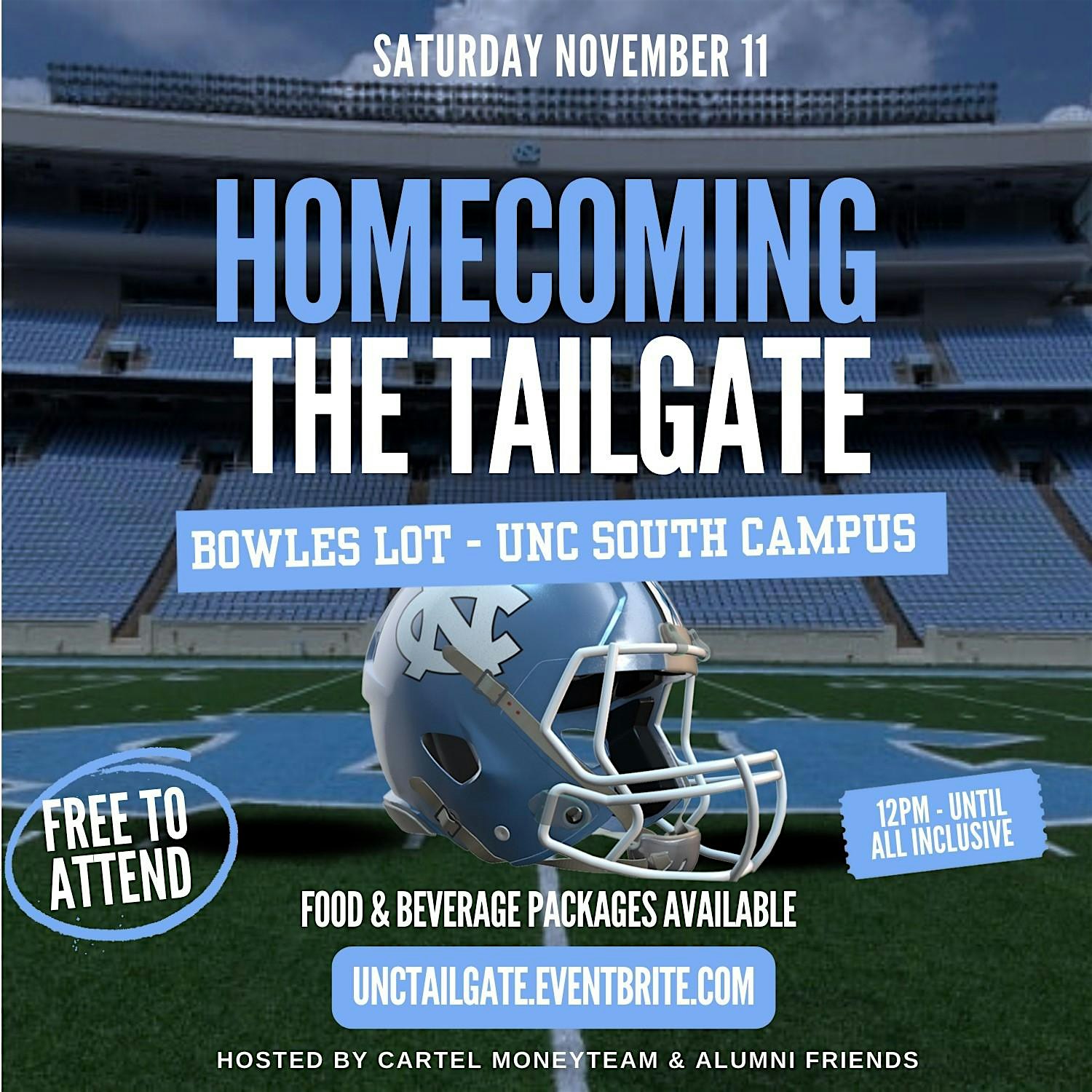 UNC Homecoming Tailgate – 10/5 @ Bowles Lot – Chapel Hill, NC