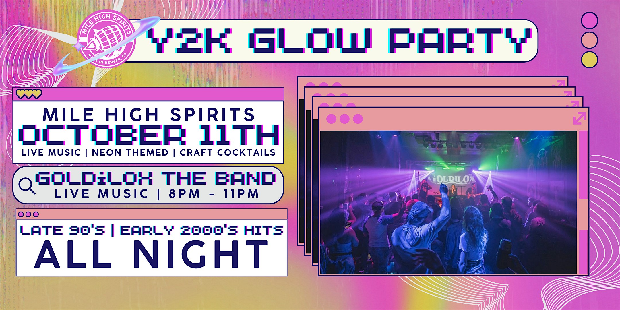 Y2K GLOW PARTY at Mile High Spirits – Live Music! – Denver, CO