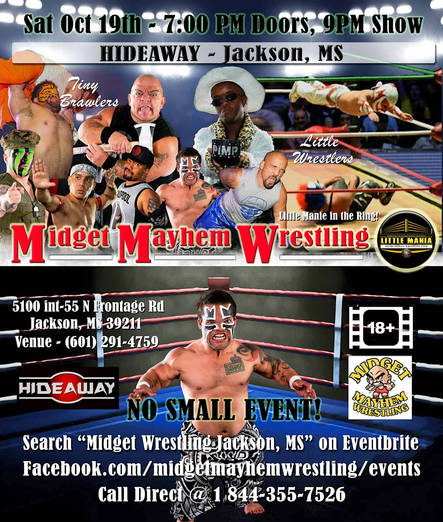 Midget Mayhem Wrestling Goes Wild! Jackson MS 18+ – Jackson, MS