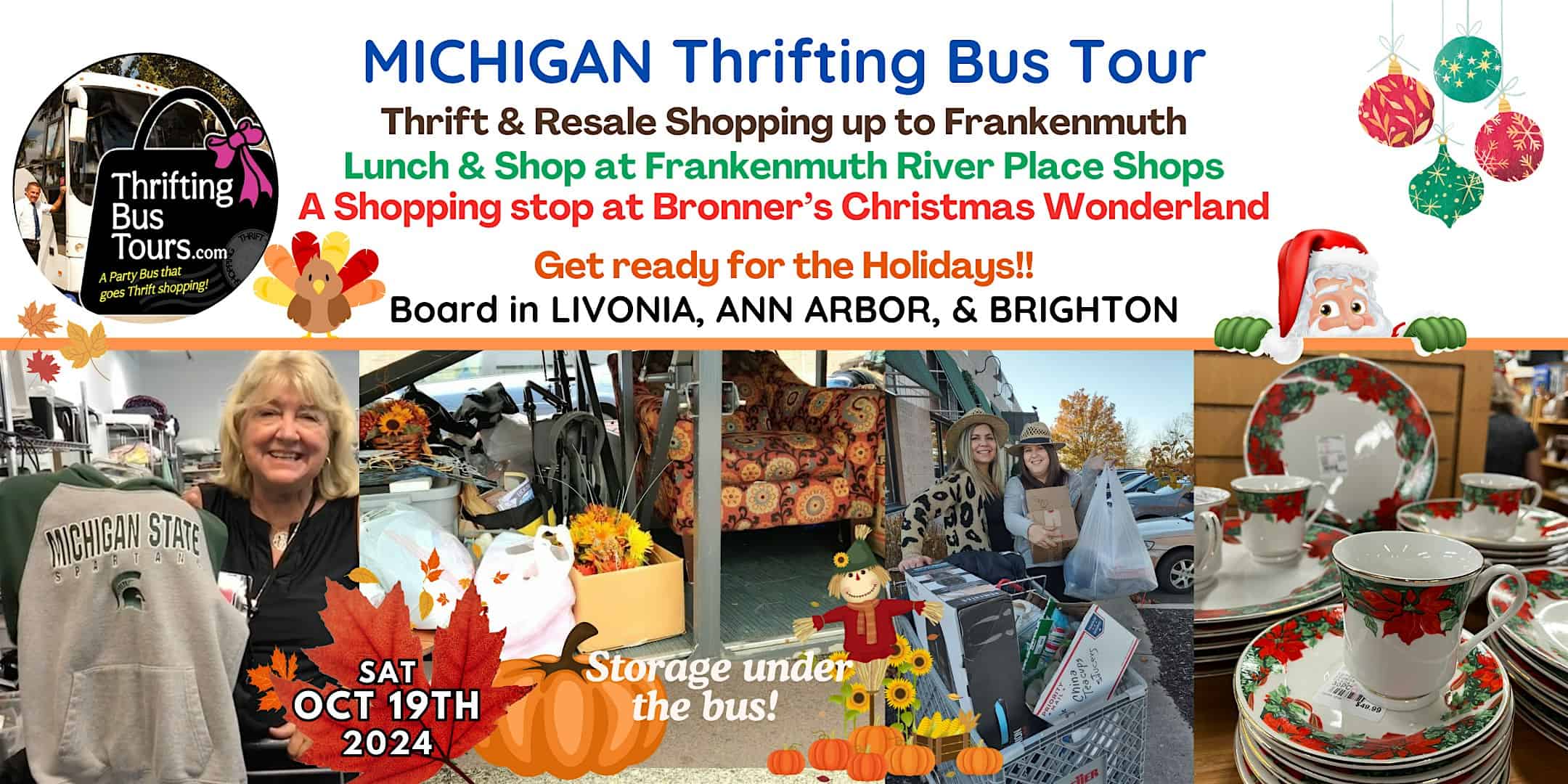 10/19 Thrifting Bus Board Livonia, AnnArbor, Brighton going to Frankenmuth – Livonia, MI