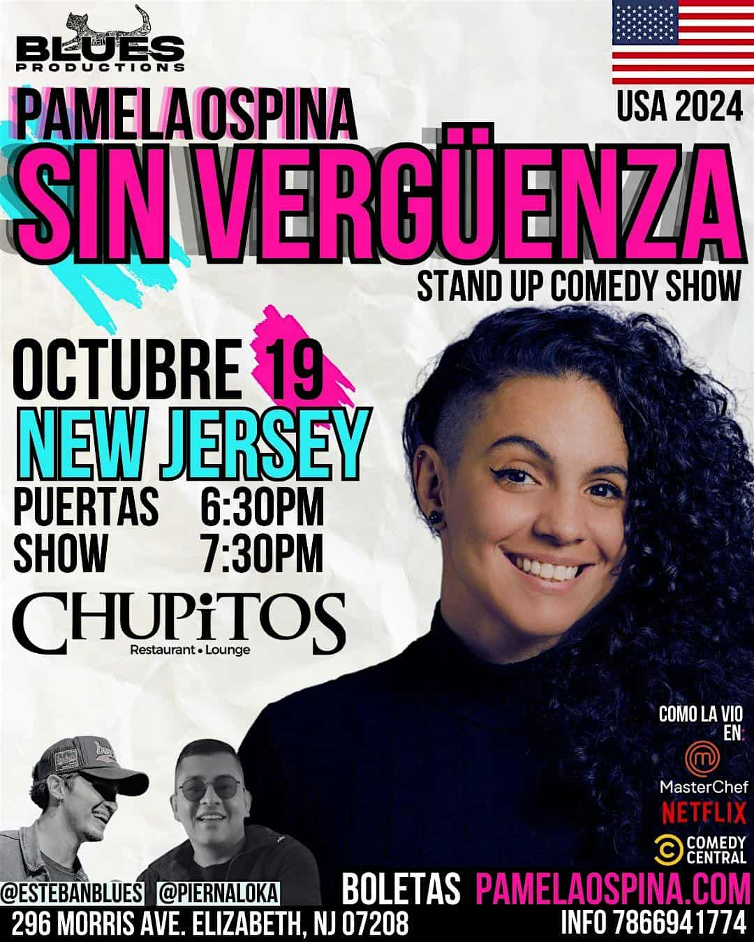 Pamela Ospina en New Jersey … Sin Vergüenza Comedy Tour – Elizabeth, NJ