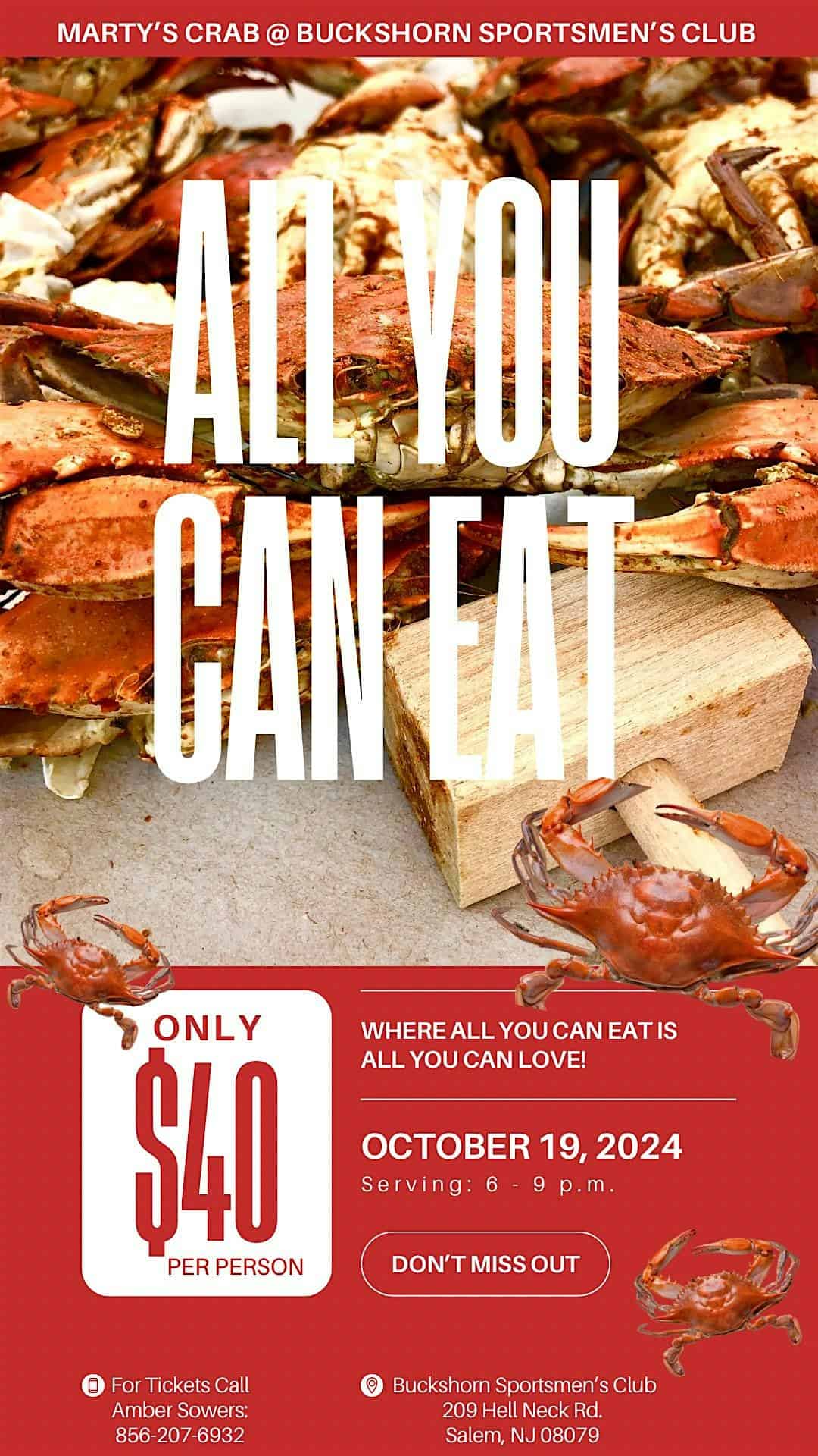 ALL YOU CAN EAT CRAB DINNER – Salem, NJ