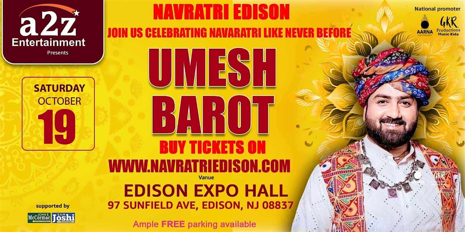 Garba with Umesh Barot at the famous Edison Expo Center New Jersey – Edison, NJ