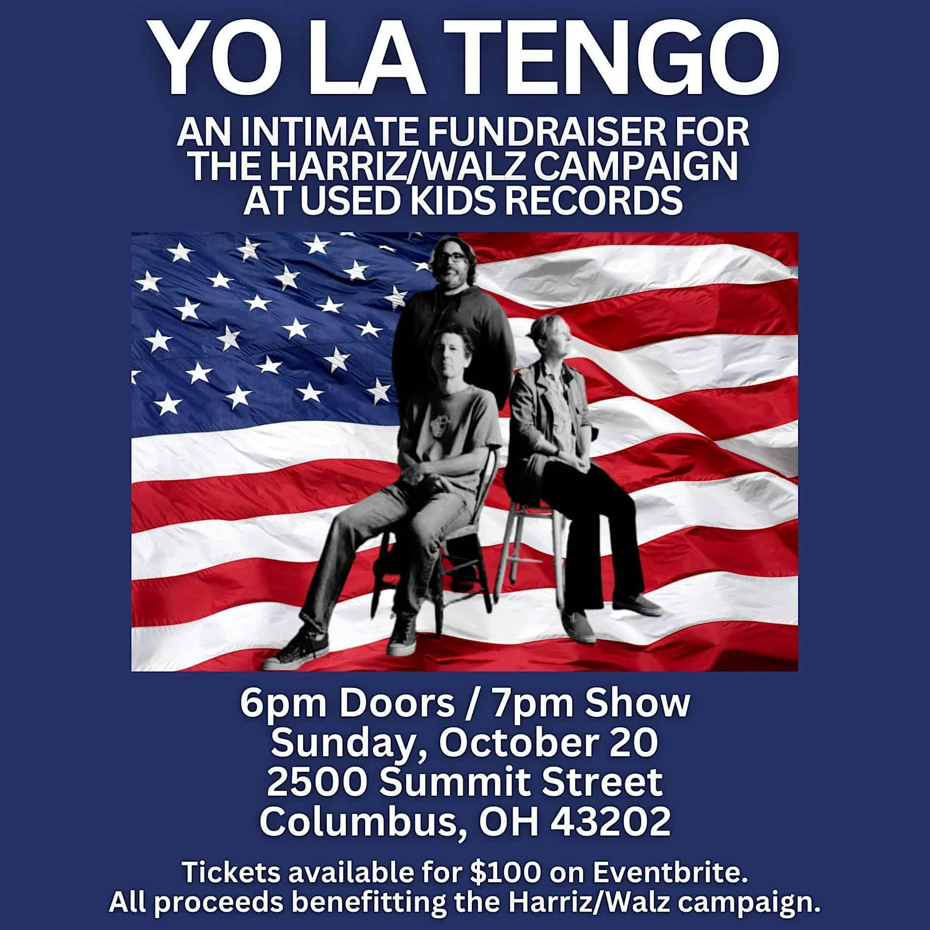 Yo La Tengo Fundraiser for the Harris/Walz Campaign at Used Kids Records – Columbus, OH