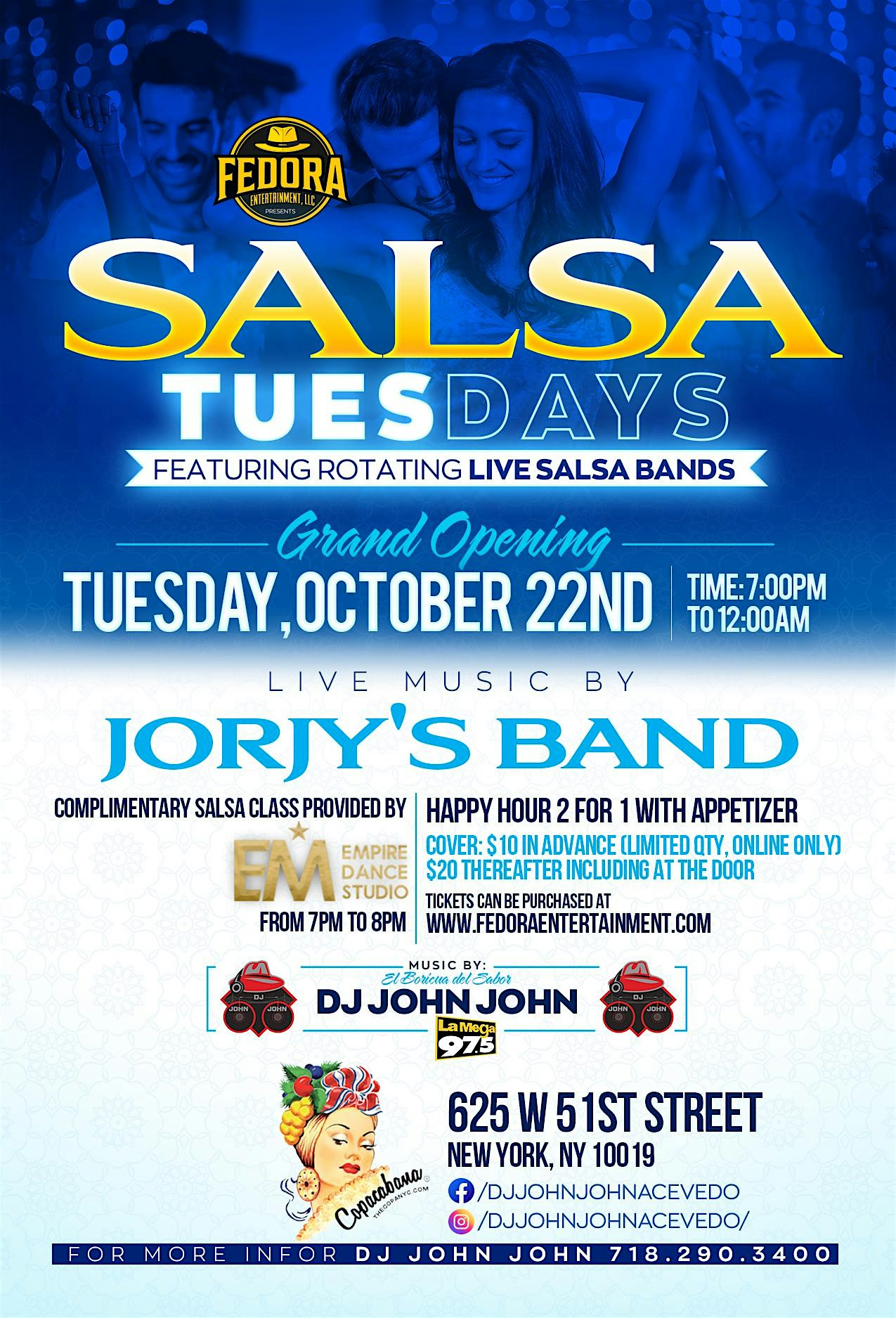 SALSA Tuesdays at THE COPA featuring rotating Live Bands – New York, NY