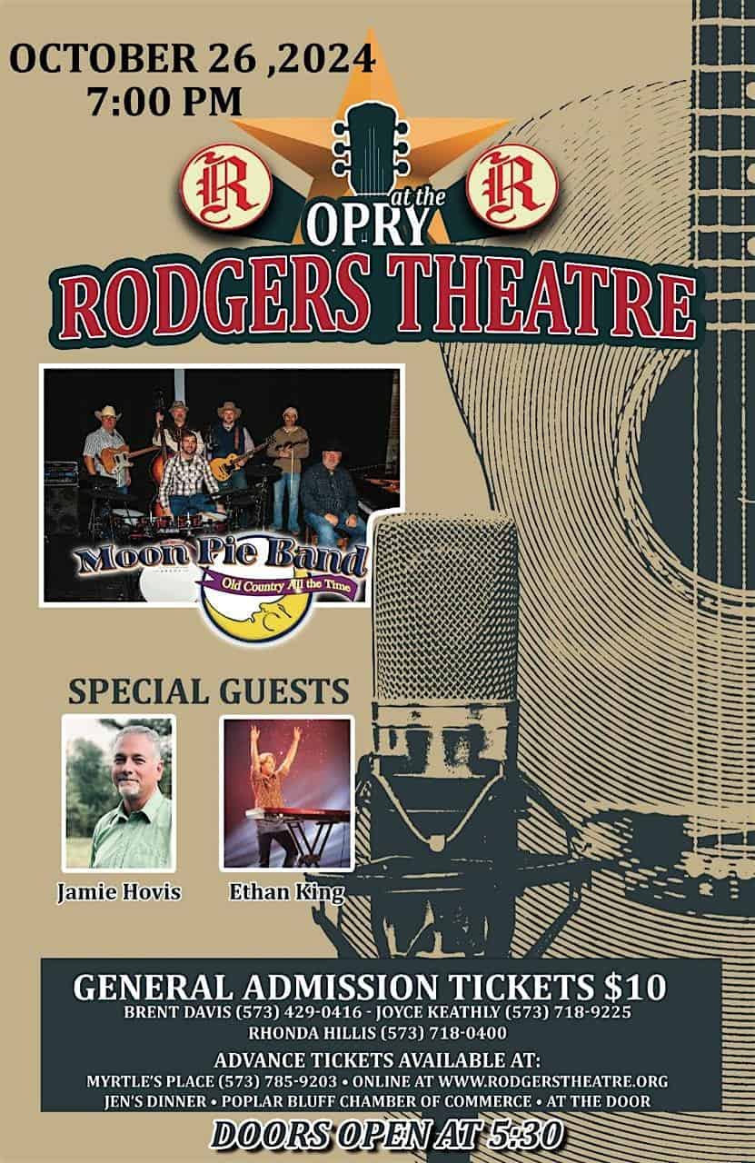 Moon Pie Band Opry at the Rodgers special guests, Jamie Hovis & Ethan King – Poplar Bluff, MO