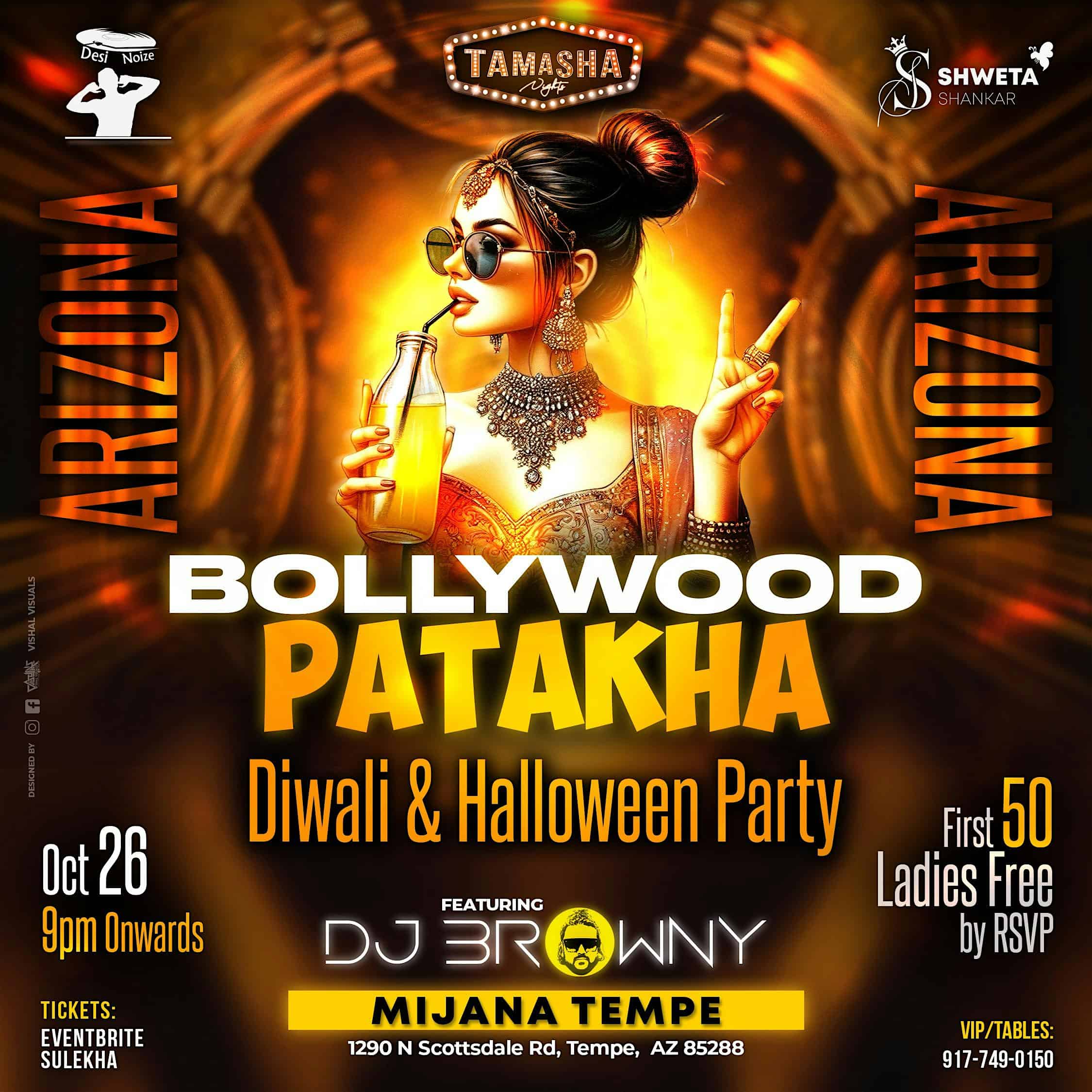 AZ BOLLYWOOD PATAKHA- DIWALI & HALLOWEEN PARTY FT. DJ BROWNY @MIJANA – Tempe, AZ