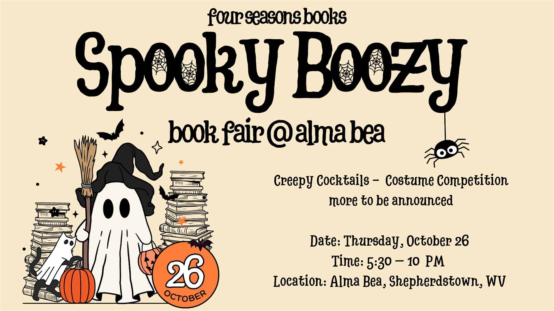 Spooky Boozy Book Fair with Alma Bea – Shepherdstown, WV