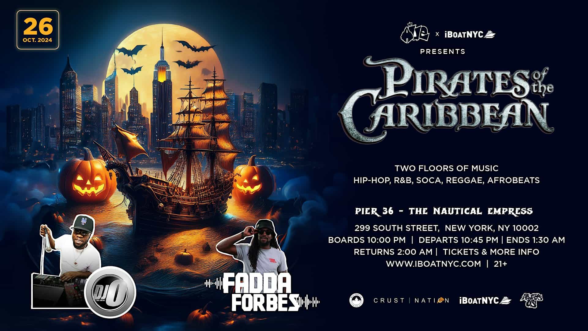 PIRATES OF THE CARIBBEAN | Halloween Soca Reggae Yacht – New York, NY