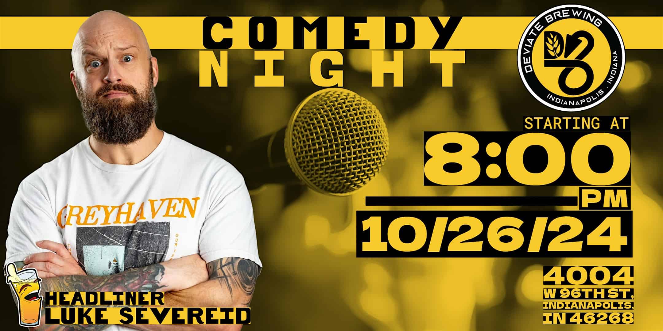 Comedy Night @ Deviate Brewing Presents Luke Severeid – Indianapolis, IN