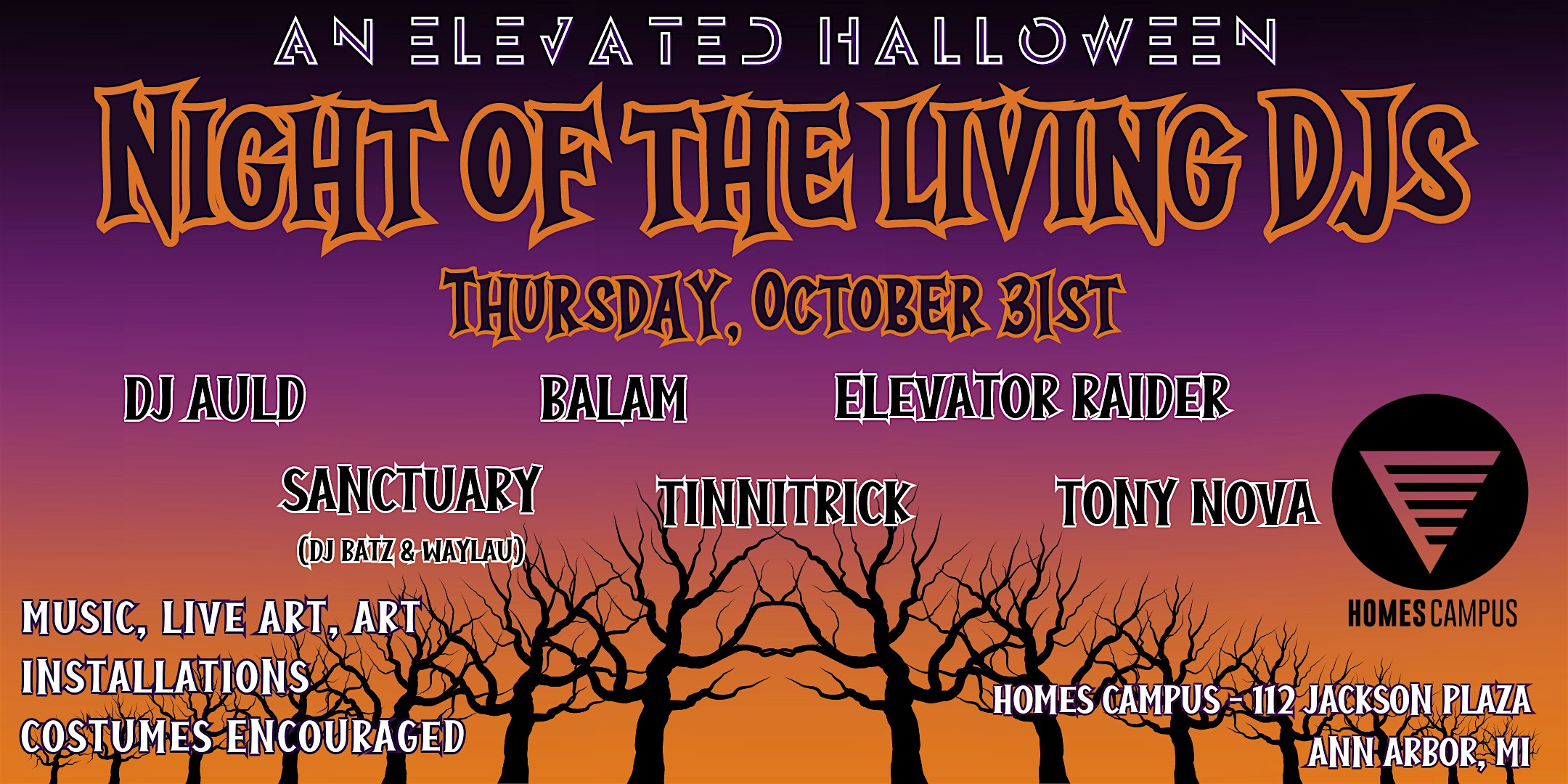 An Elevated Halloween: Night of the Living DJs – Ann Arbor, MI