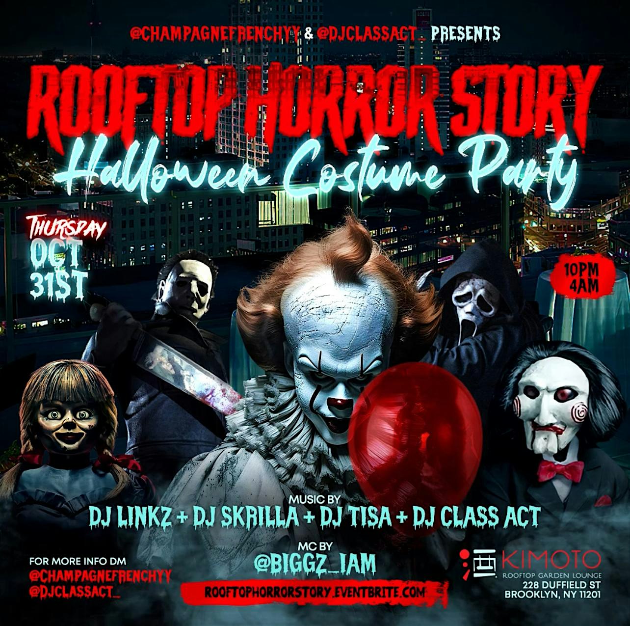 ROOFTOP HORROR STORY Halloween Costume Party – Brooklyn, NY