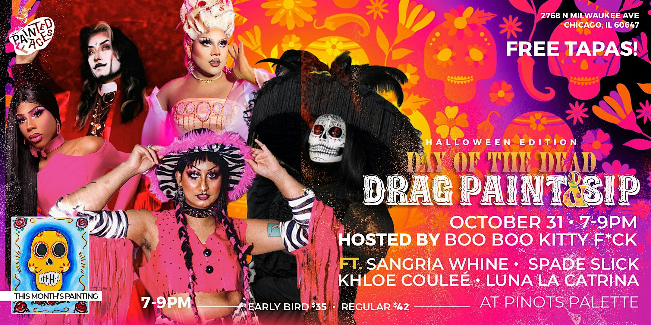 Drag Paint and Sip: Day of The Dead (Dia de los Muertos) + Halloween – Chicago, IL