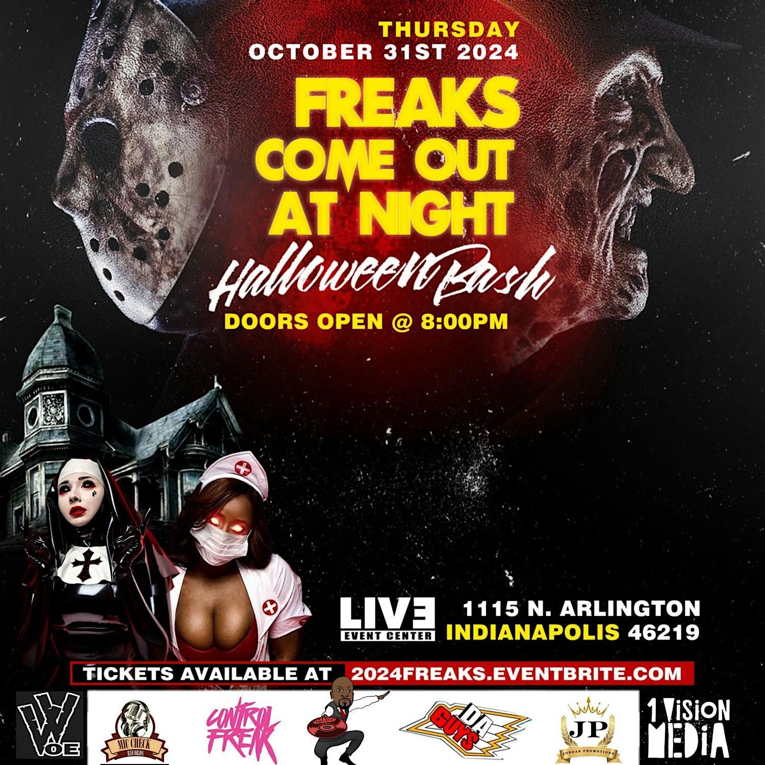 FREAKS COME OUT AT NIGHT; Halloween Bash! Tickets – Indianapolis, IN