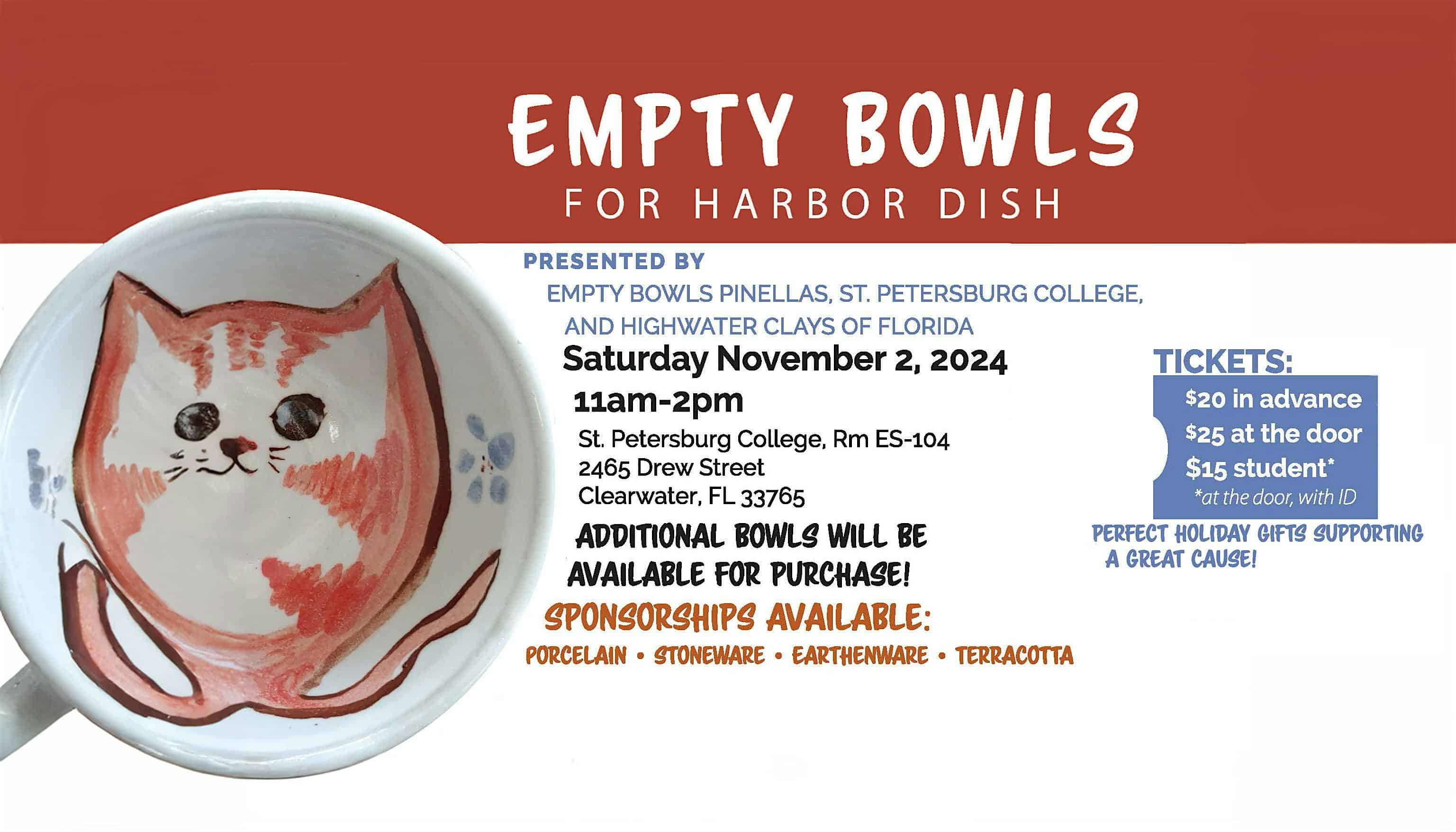 2024 Empty Bowls for Harbor Dish Fundraiser – Clearwater, FL