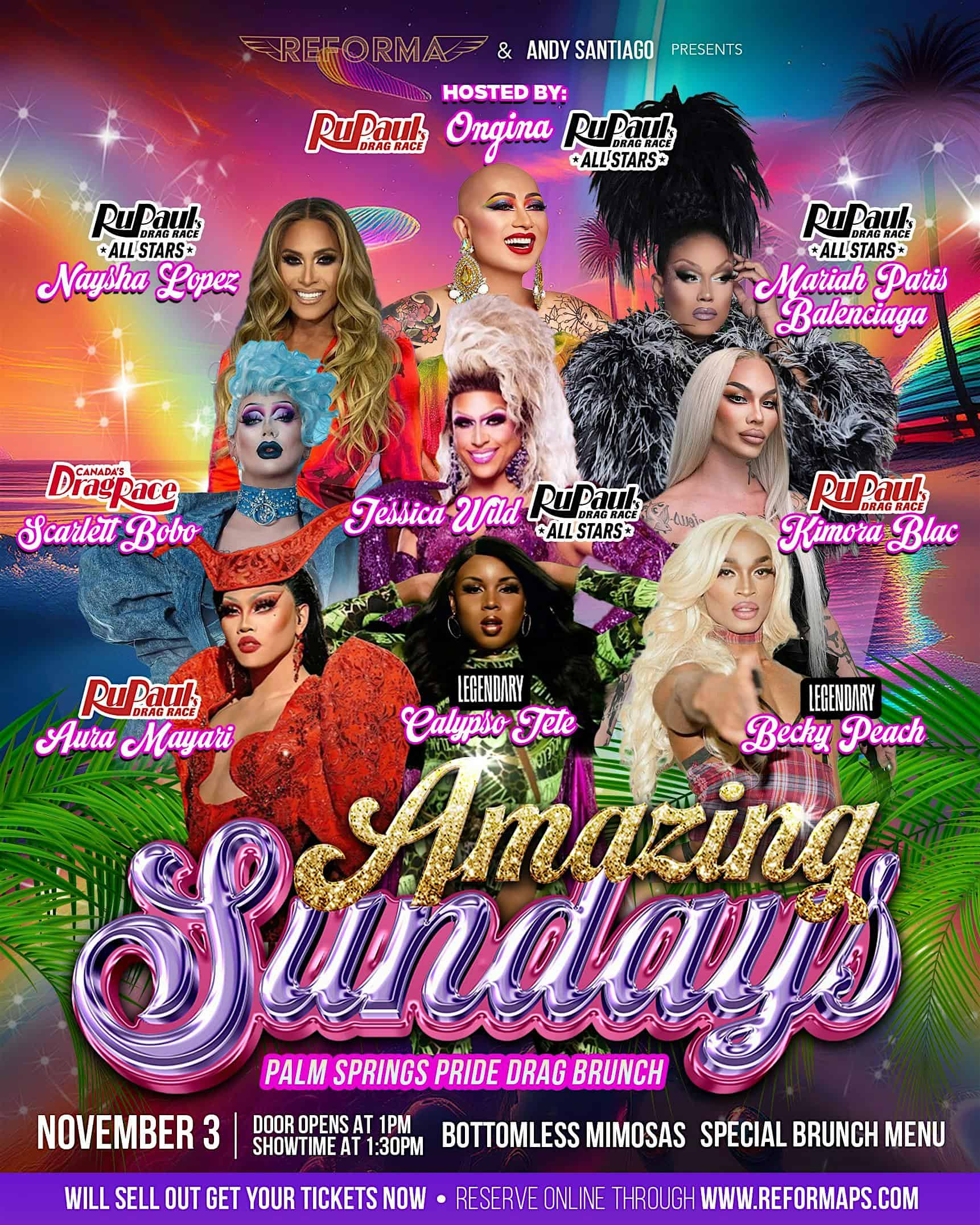 AMAZING SUNDAYS PALM SPRINGS PRIDE DRAG BRUNCH – Palm Springs, CA