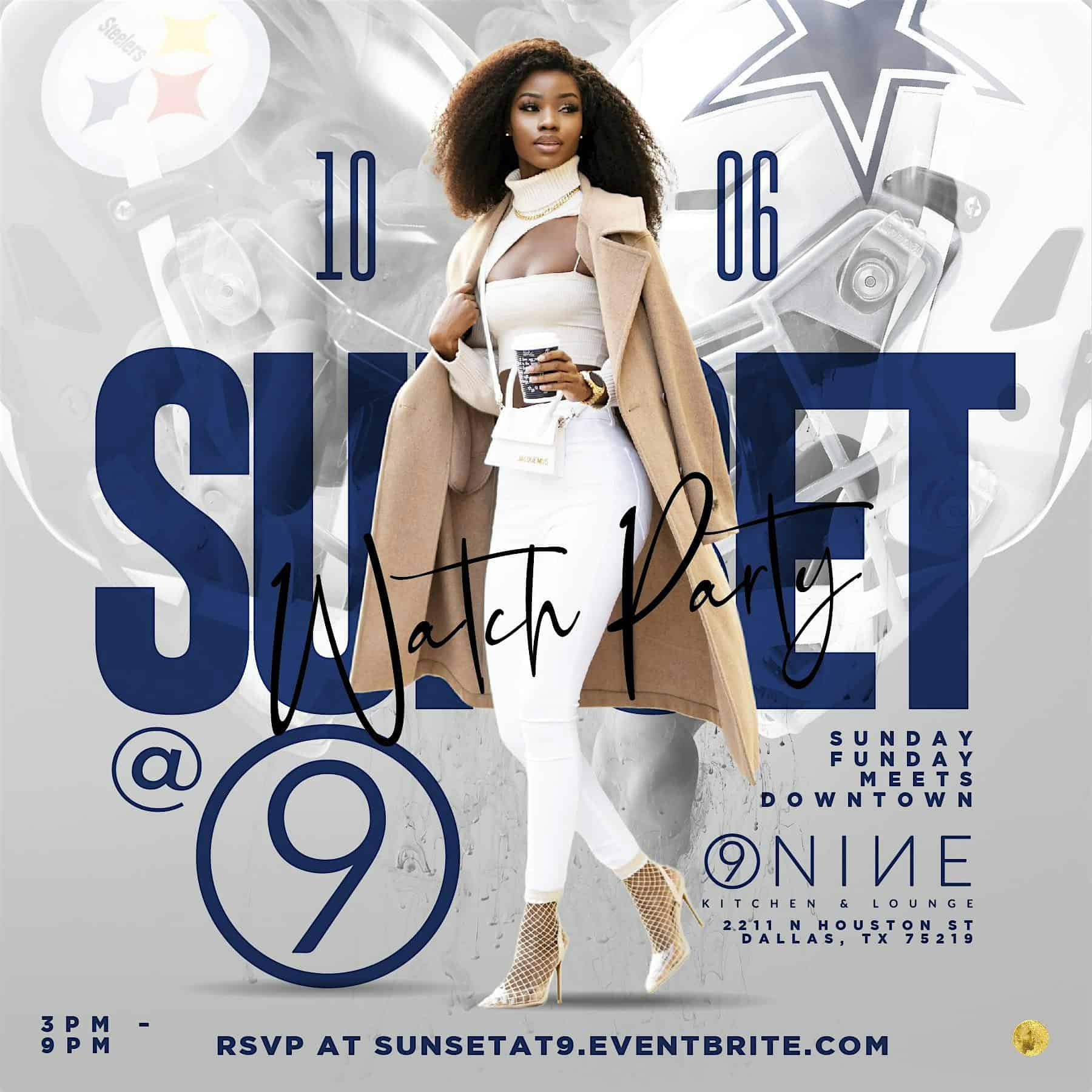 Sunset at 9 – Cowboys vs Steelers Watch Party @ 9Nine (Victory Park) – Dallas, TX