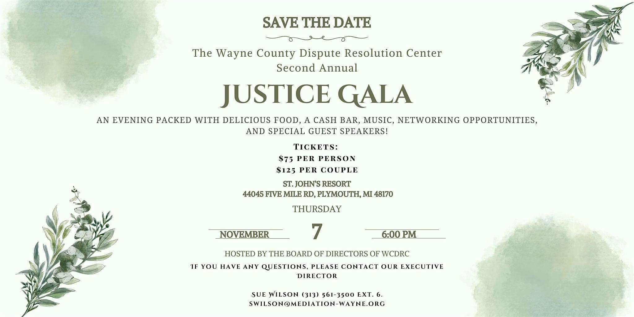 Wayne County Dispute Resolution Center | Second Annual Justice Gala – Plymouth, MI