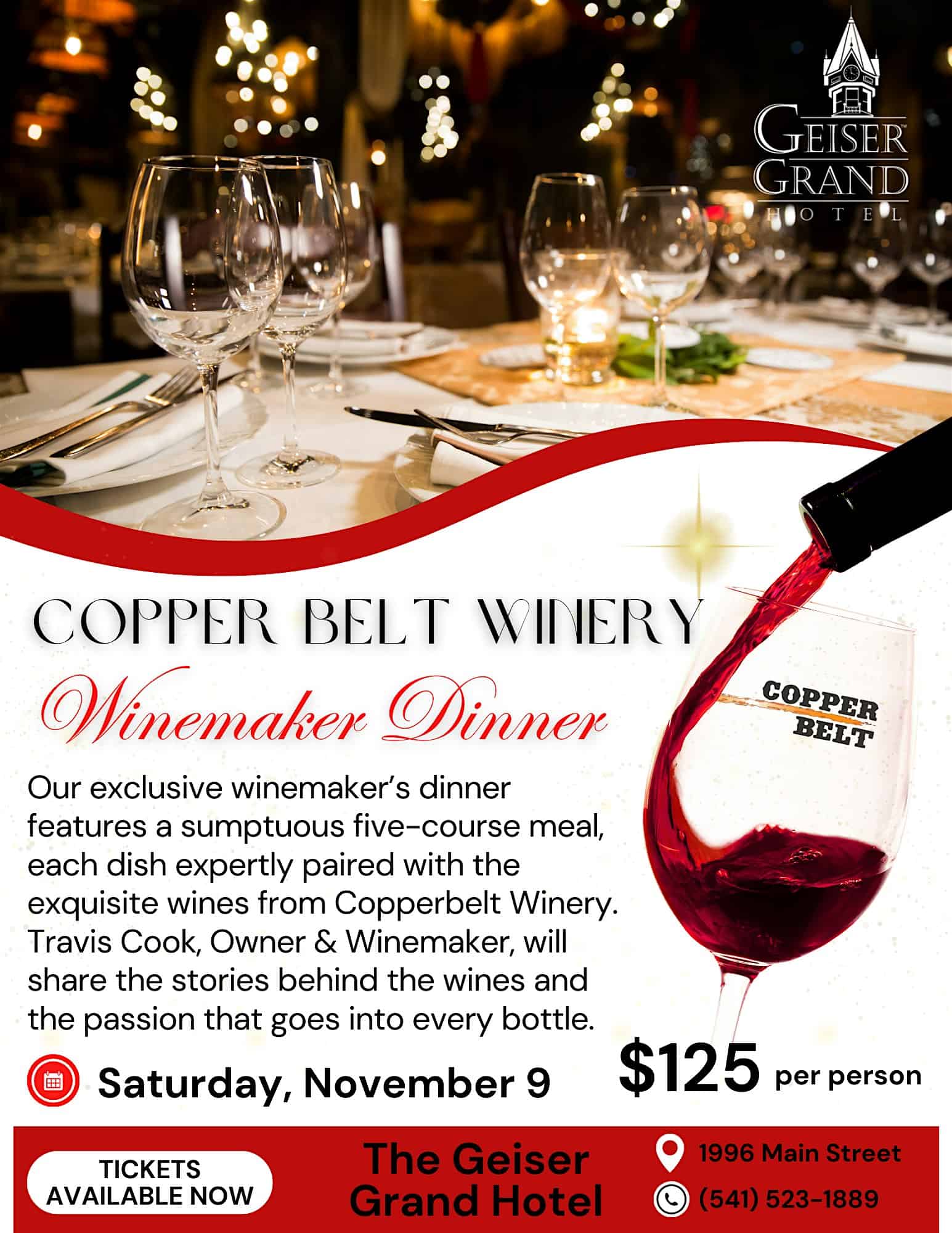 Copper Belt Winery Winemaker Dinner – Baker City, OR