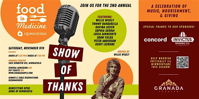 Willie Wisely’s 2nd Annual “Show of Thanks” A Celebration of giving! – Minneapolis, MN